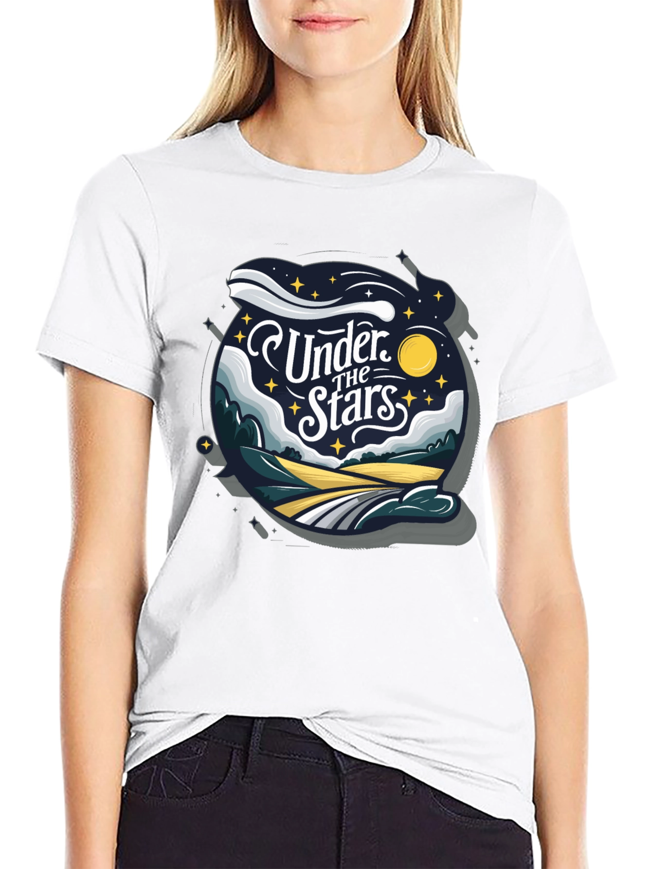 Under The Stars Graphic T-Shirt - Black