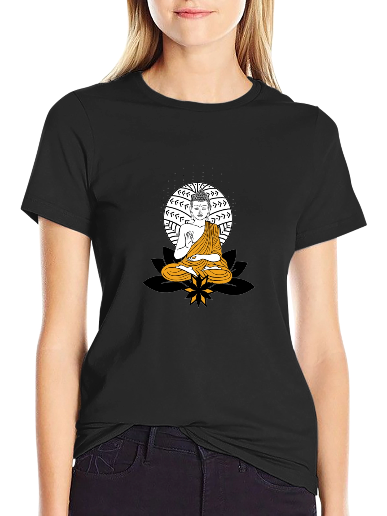 Buddha Graphic Black T-Shirt - Meditative Style