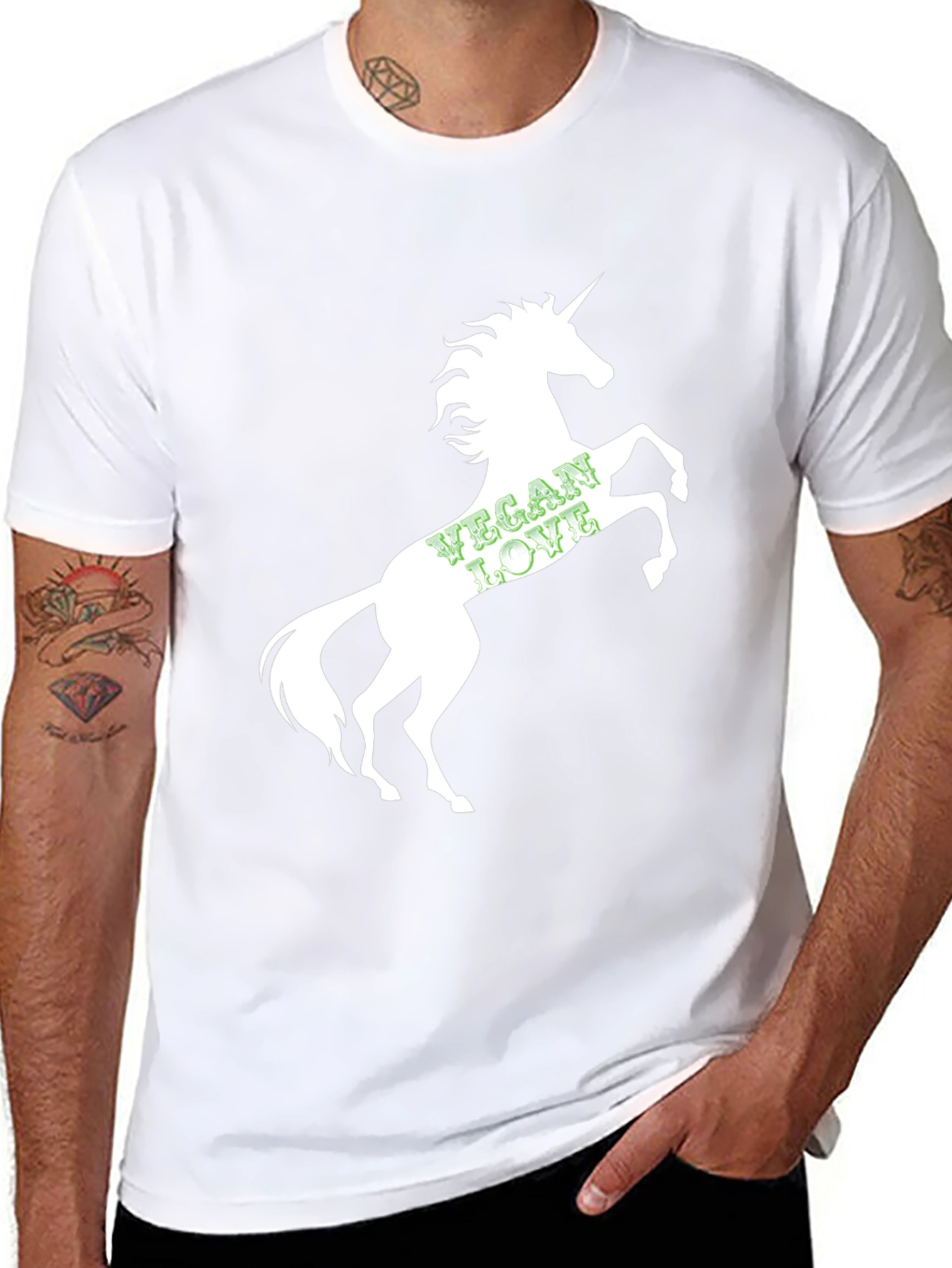 Vegan Love Unicorn Black T-Shirt
