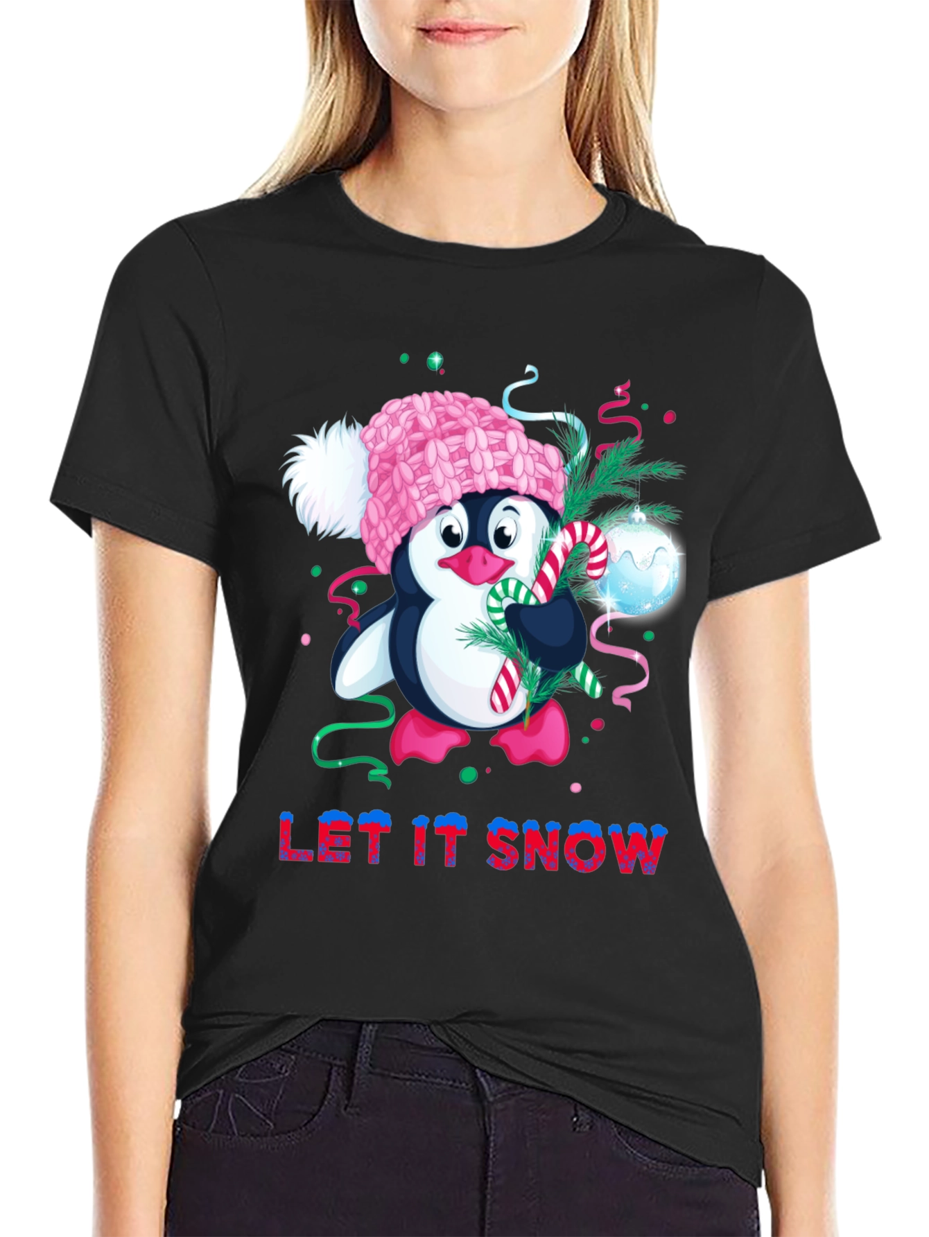 Let It Snow Penguin Christmas T-Shirt