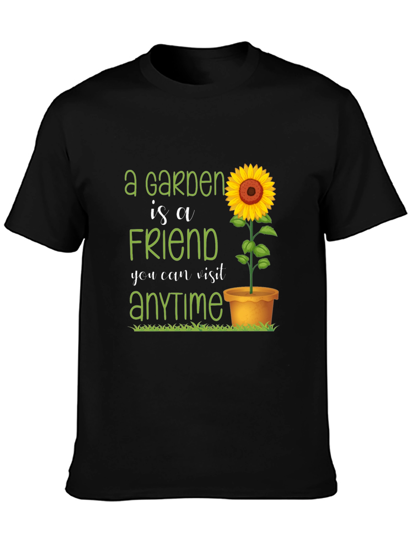 Garden Friend T-Shirt: Sunflower & Green Text