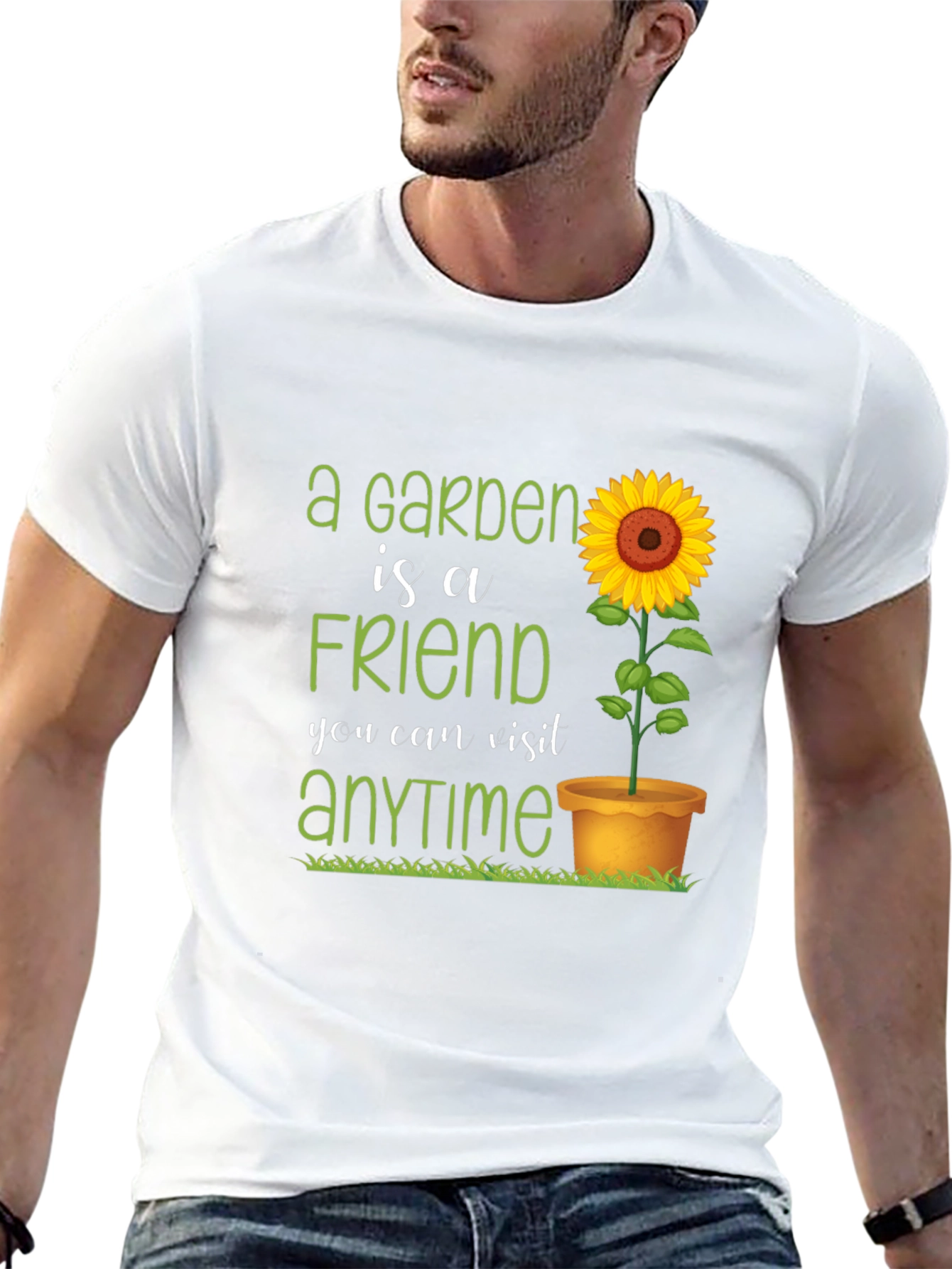 Garden Friend T-Shirt: Sunflower & Green Text