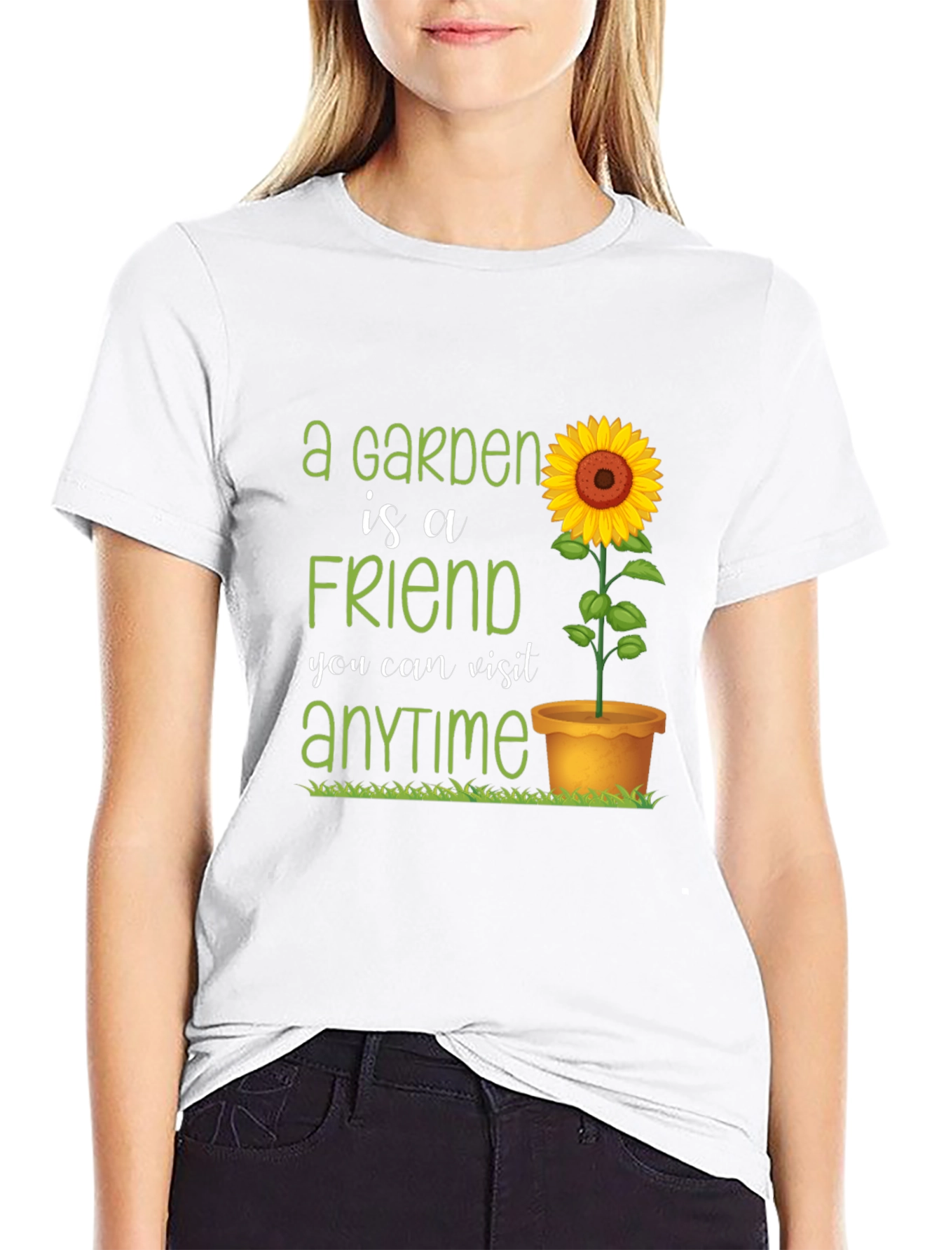 Garden Friend T-Shirt: Sunflower & Green Text