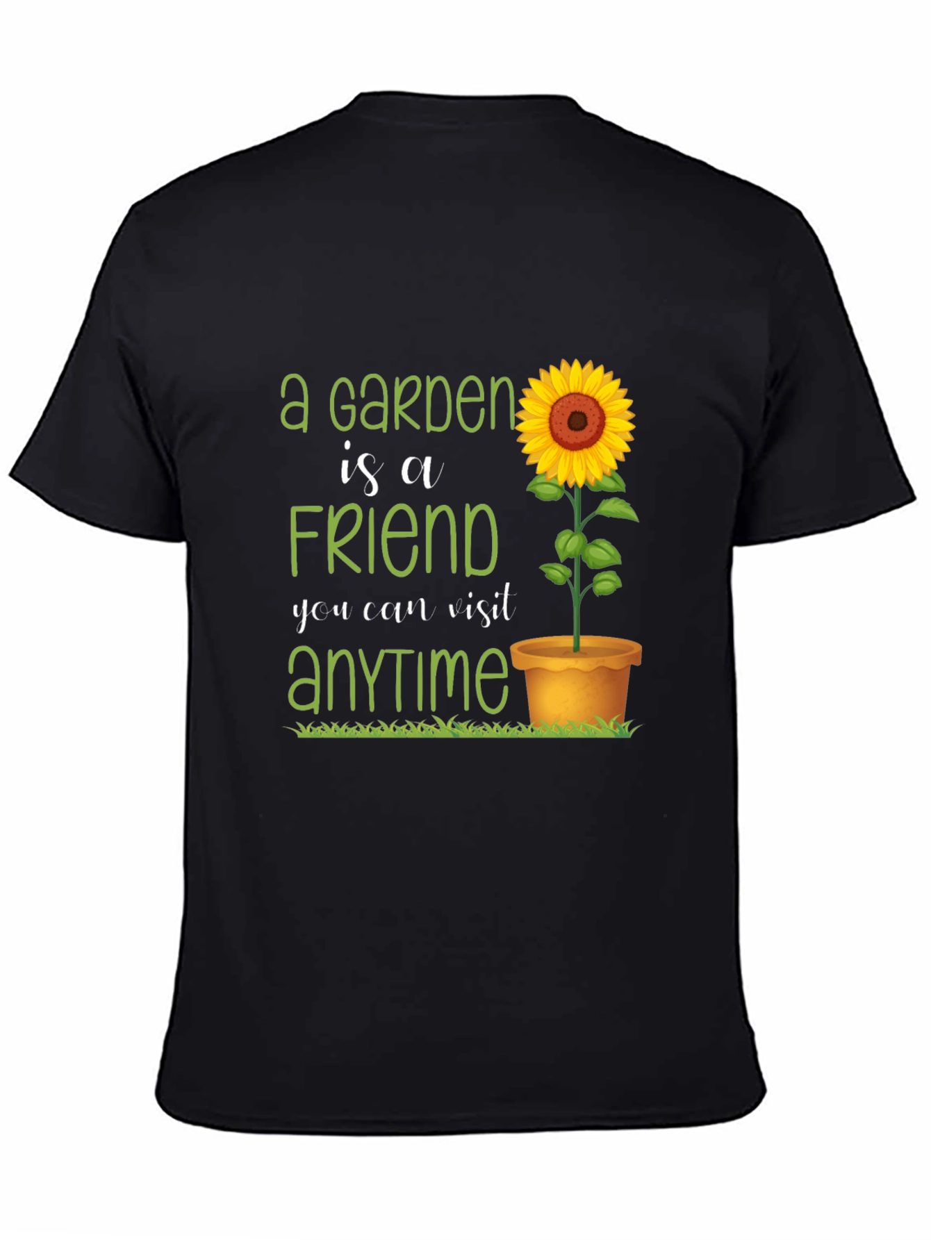 Garden Friend T-Shirt: Sunflower & Green Text