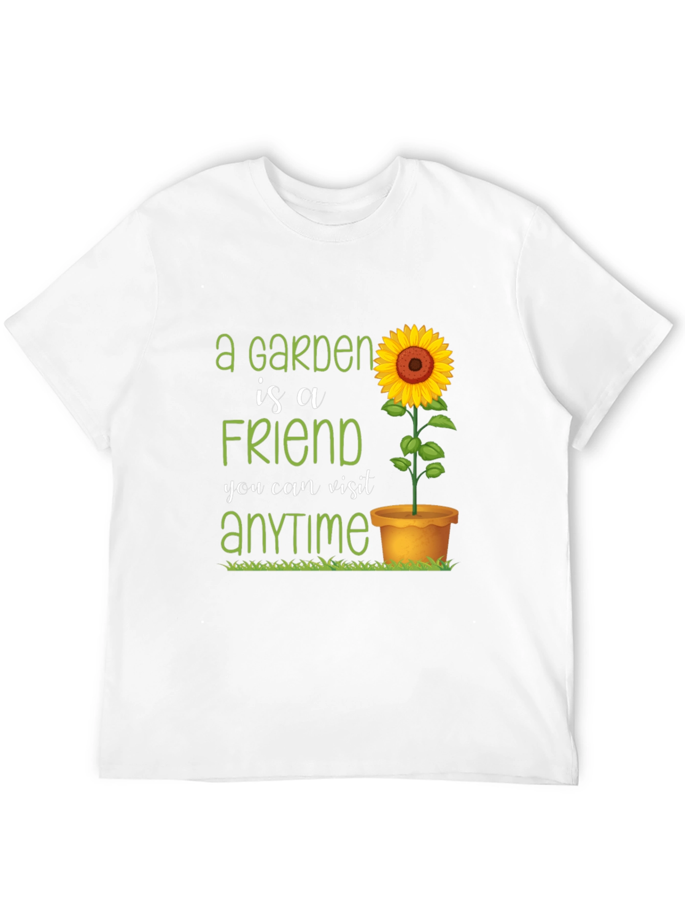 Garden Friend T-Shirt: Sunflower & Green Text
