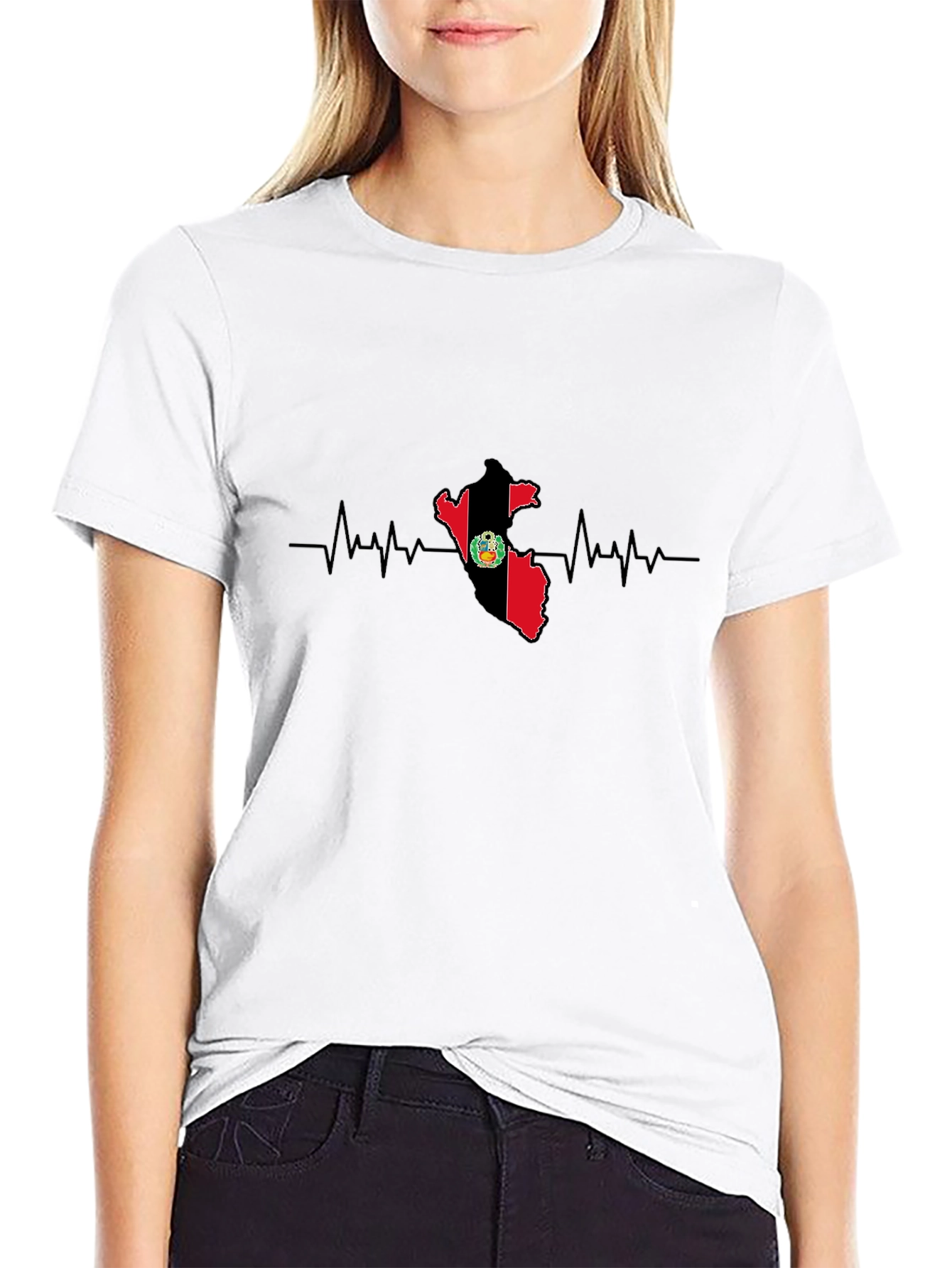 Peru Flag Heartbeat Graphic Tee