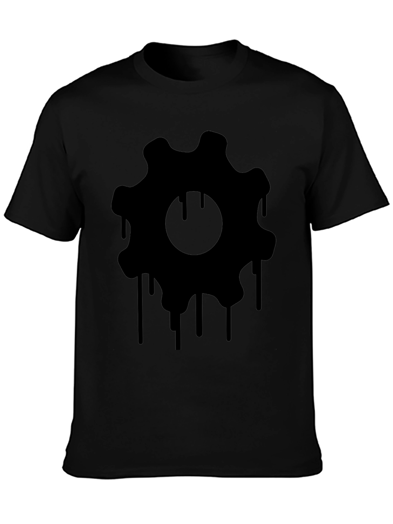 Mens Black Dripping Gear Graphic Tee