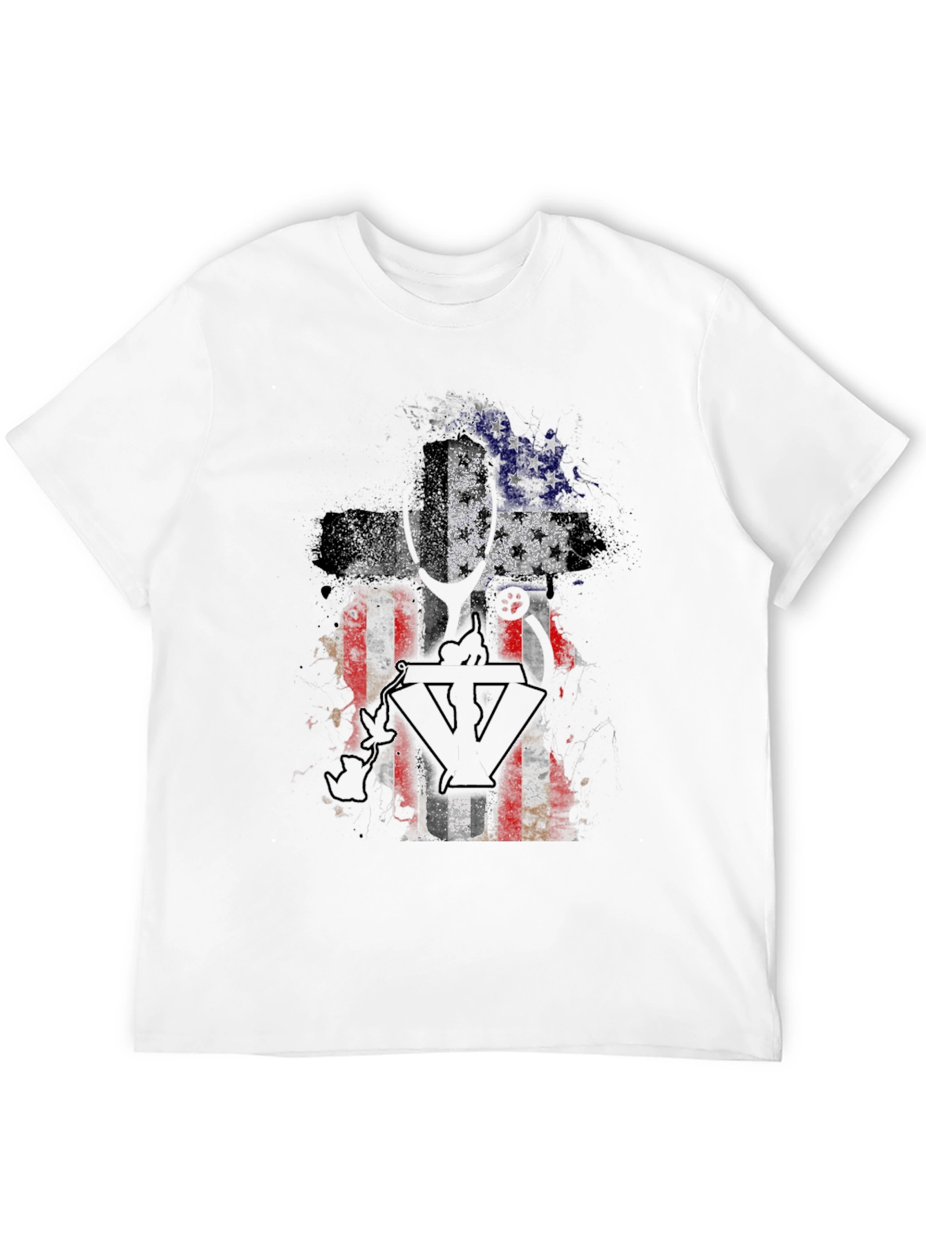American Flag Cross Graphic T-Shirt
