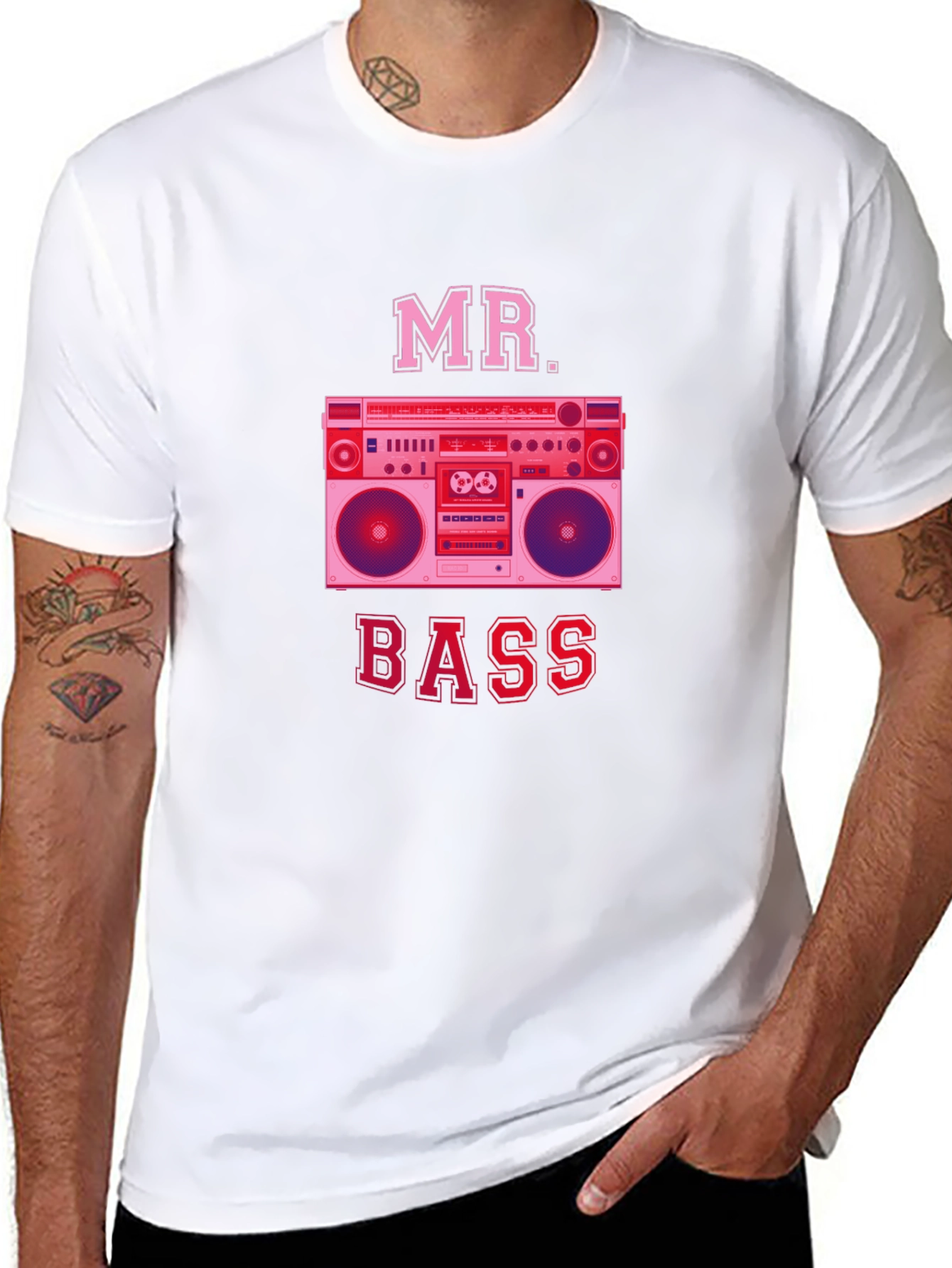Mr. Bass Retro Boombox Graphic Tee - Black