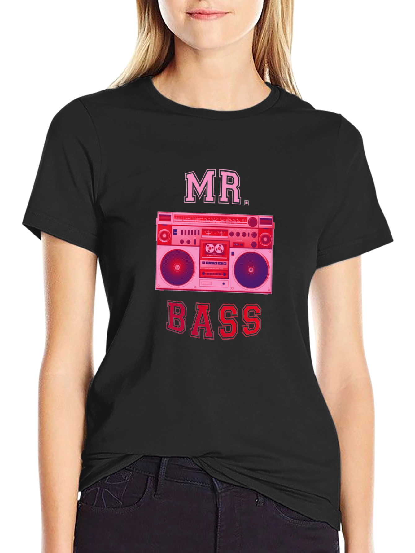 Mr. Bass Retro Boombox Graphic Tee - Black