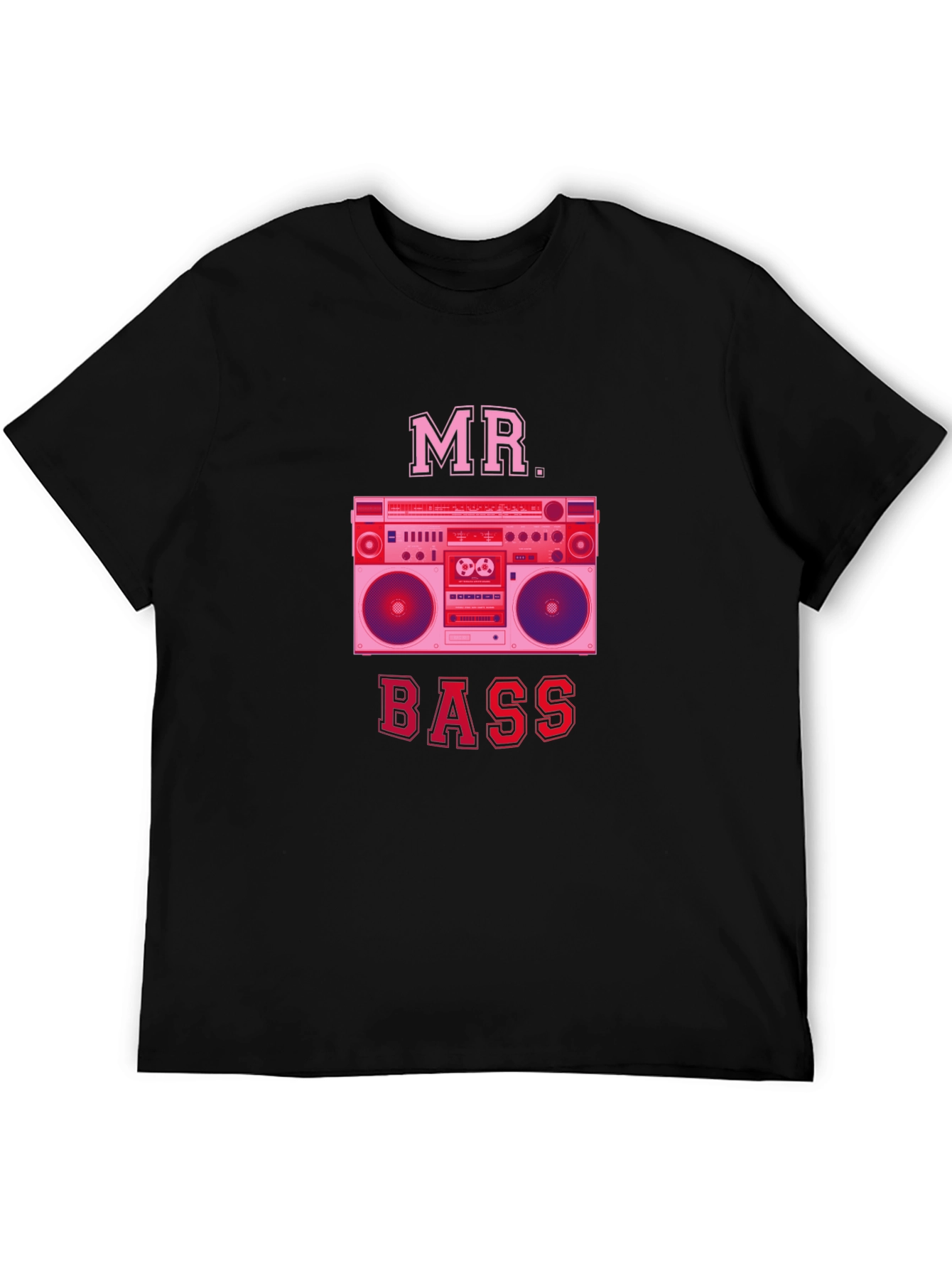 Mr. Bass Retro Boombox Graphic Tee - Black