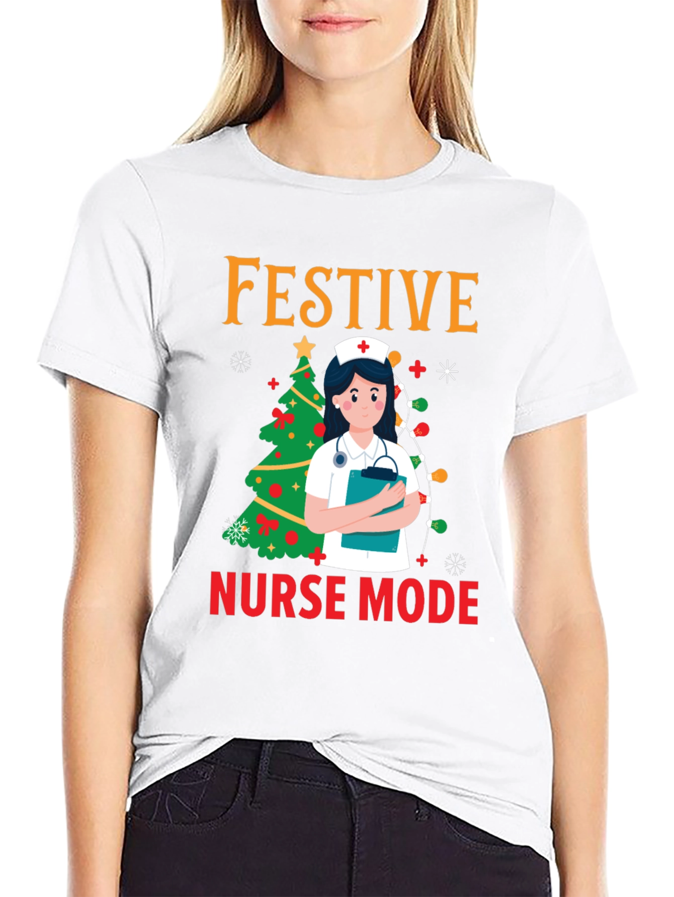 Festive Nurse Mode Christmas T-Shirt