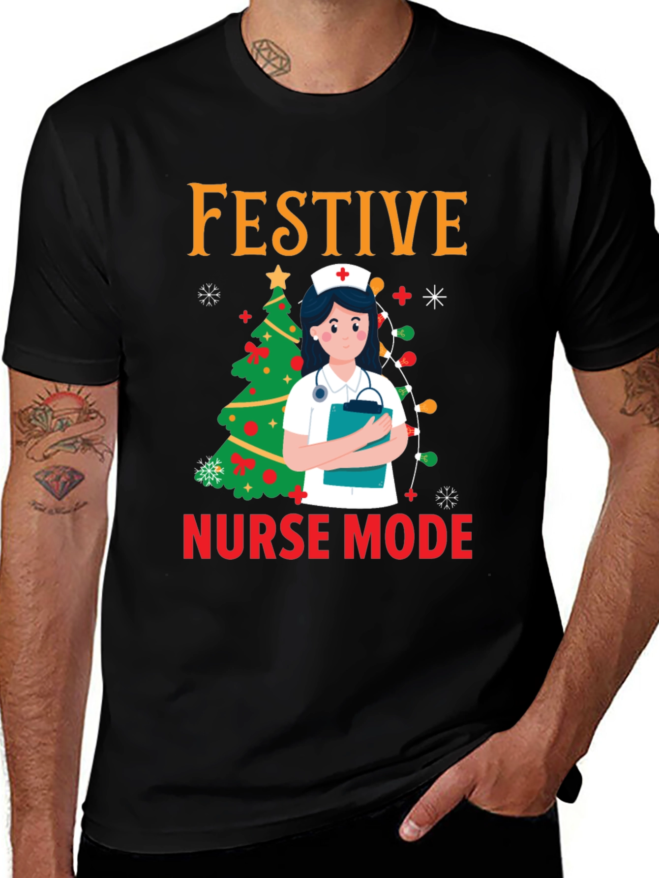 Festive Nurse Mode Christmas T-Shirt