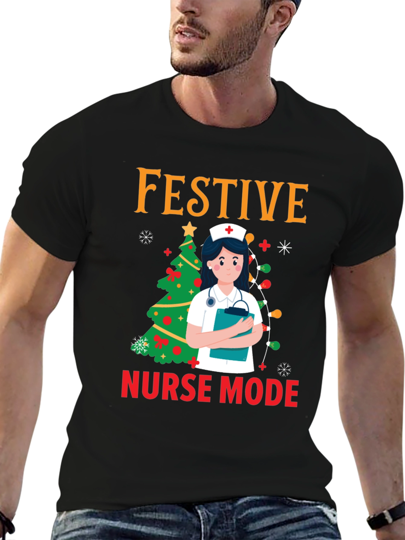 Festive Nurse Mode Christmas T-Shirt
