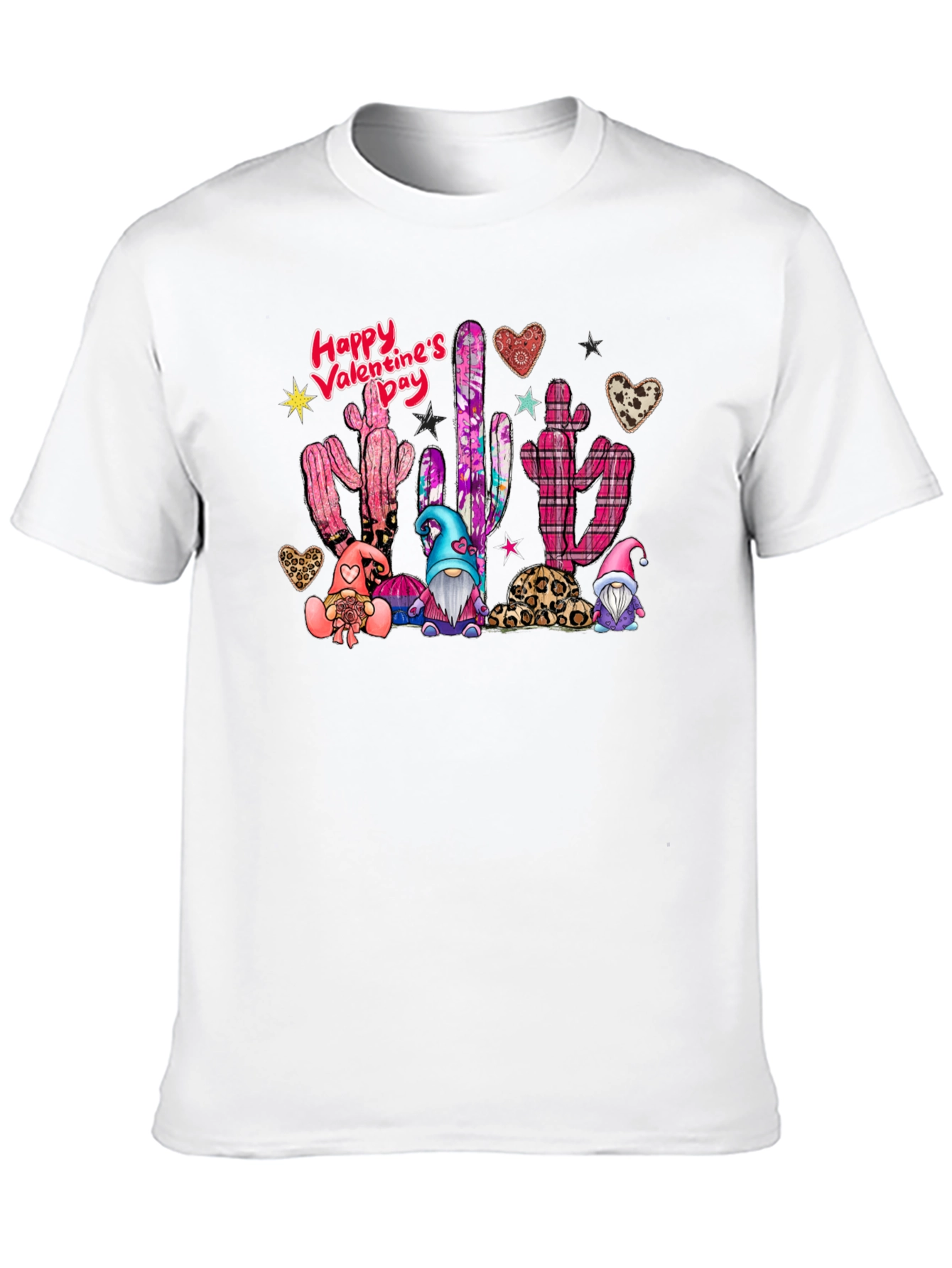 Valentines Day Cactus Gnomes Black T-Shirt
