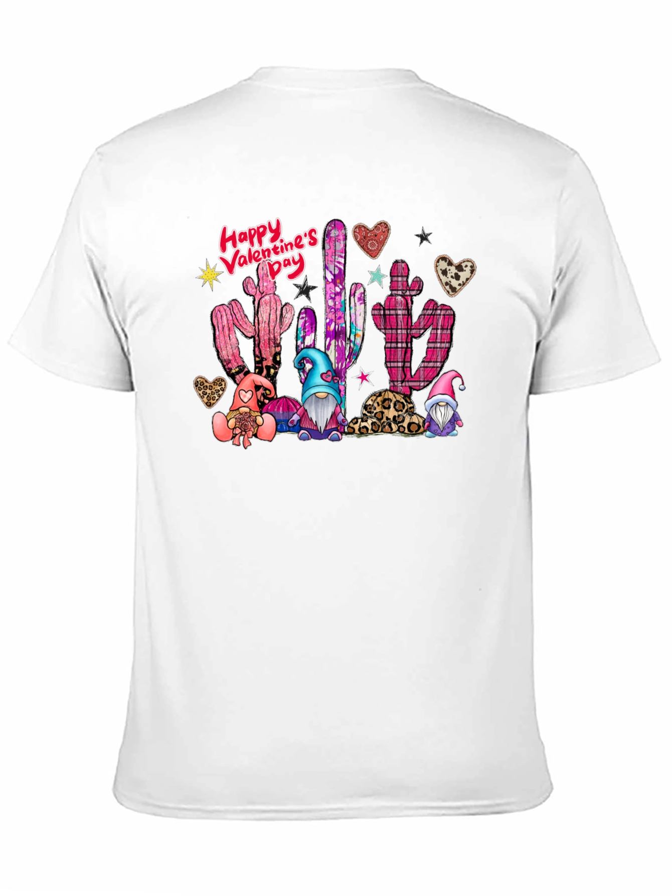Valentines Day Cactus Gnomes Black T-Shirt