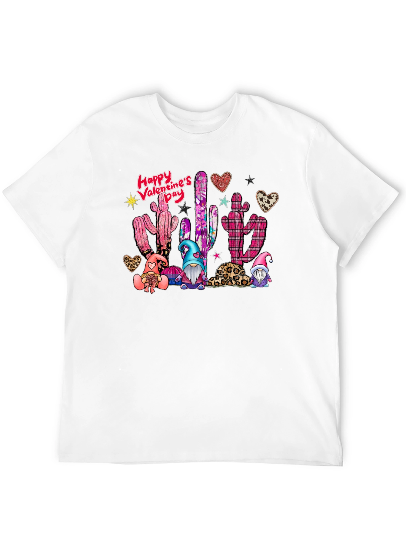 Valentines Day Cactus Gnomes Black T-Shirt