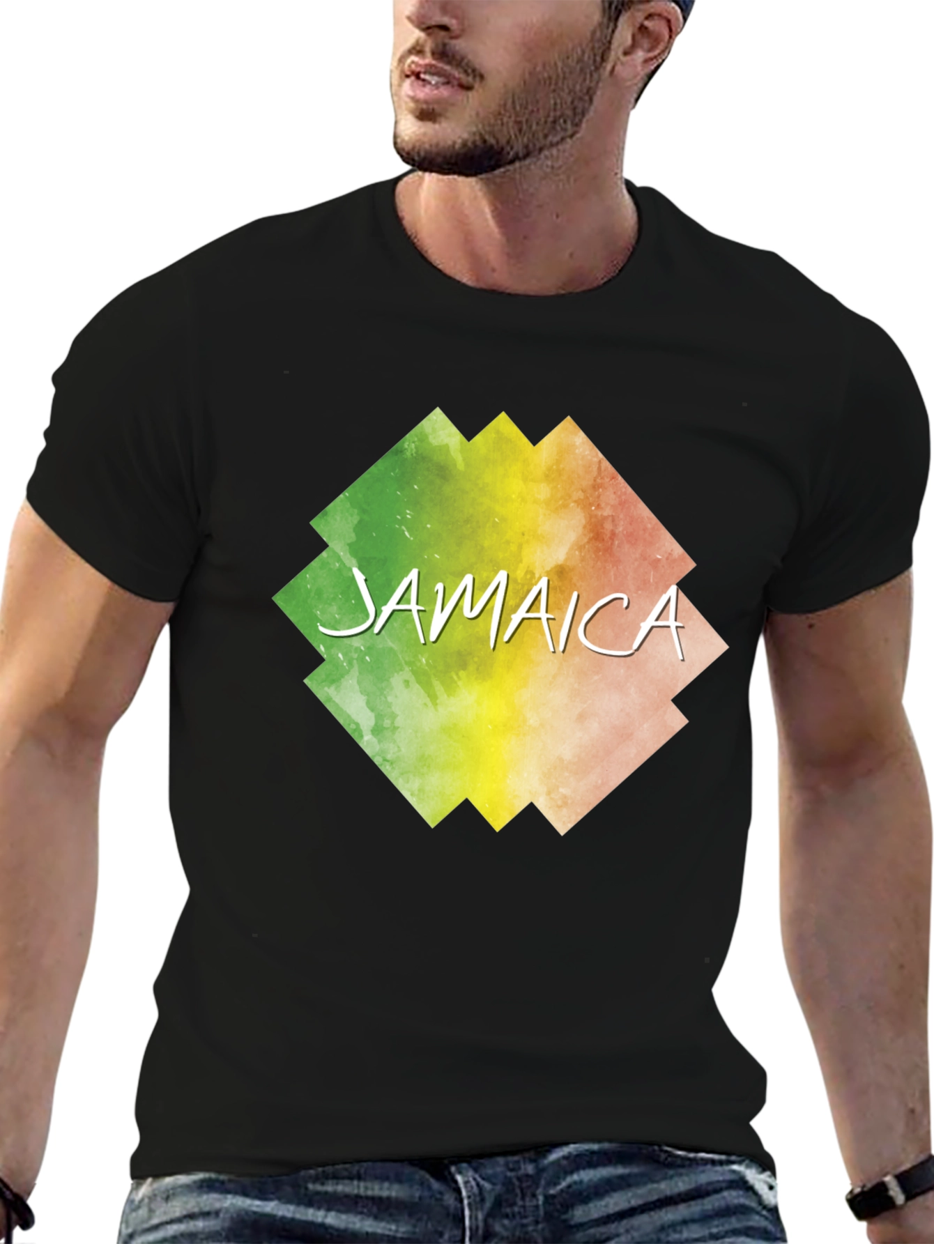 Jamaica Graphic Print Black T-Shirt