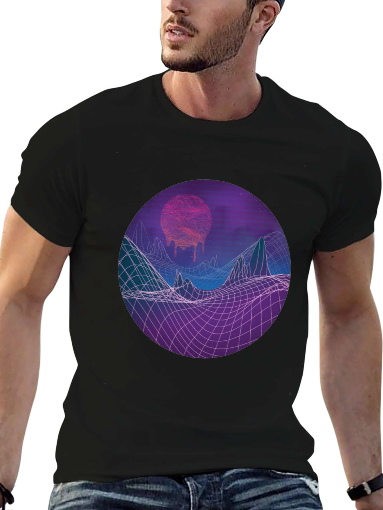 Retro Wave Graphic Tee - Meltdown Sun Design