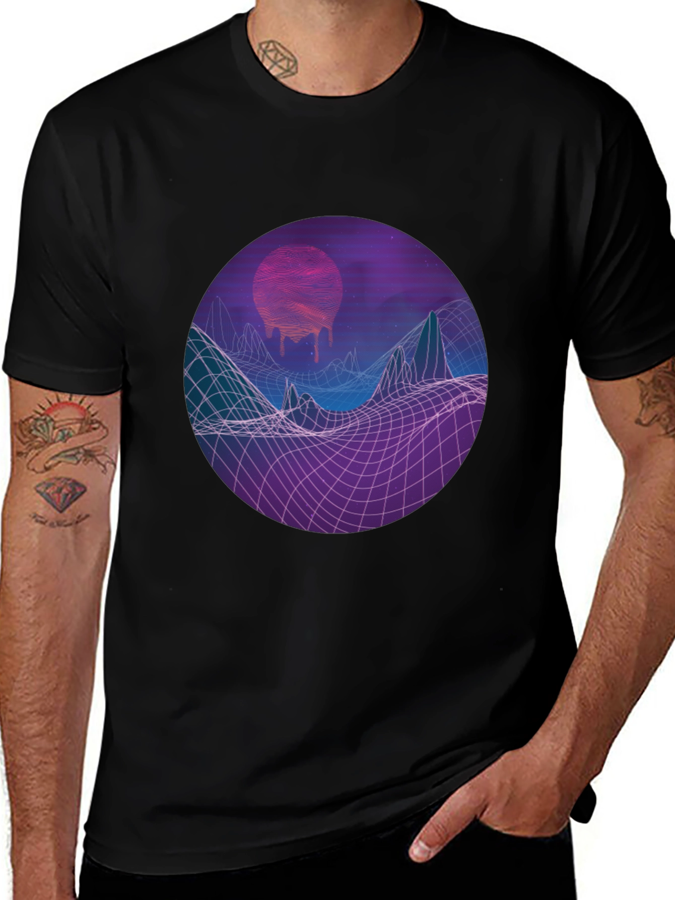 Retro Wave Graphic Tee - Meltdown Sun Design