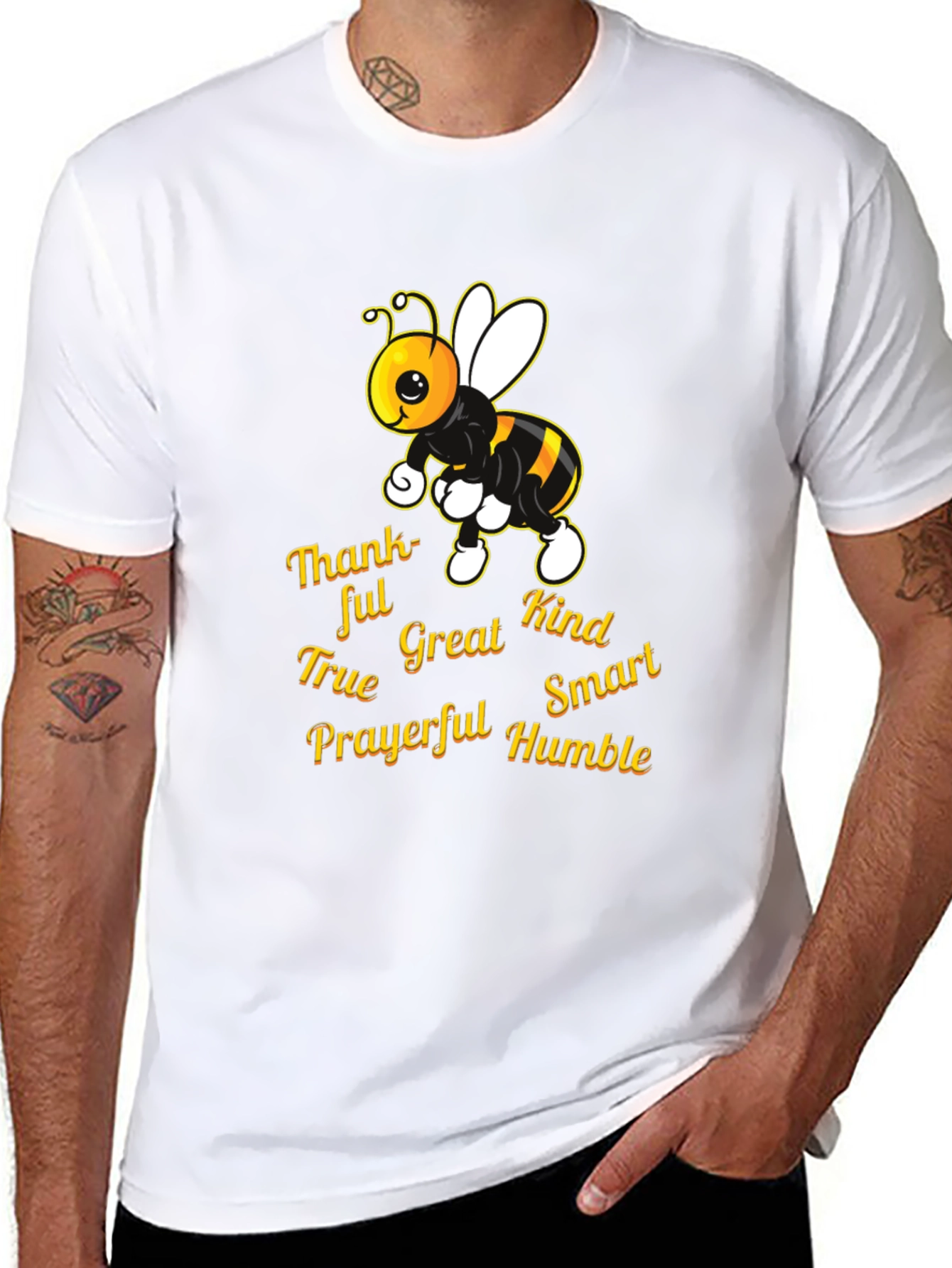 Kind Bee T-Shirt: Thankful True Great Smart