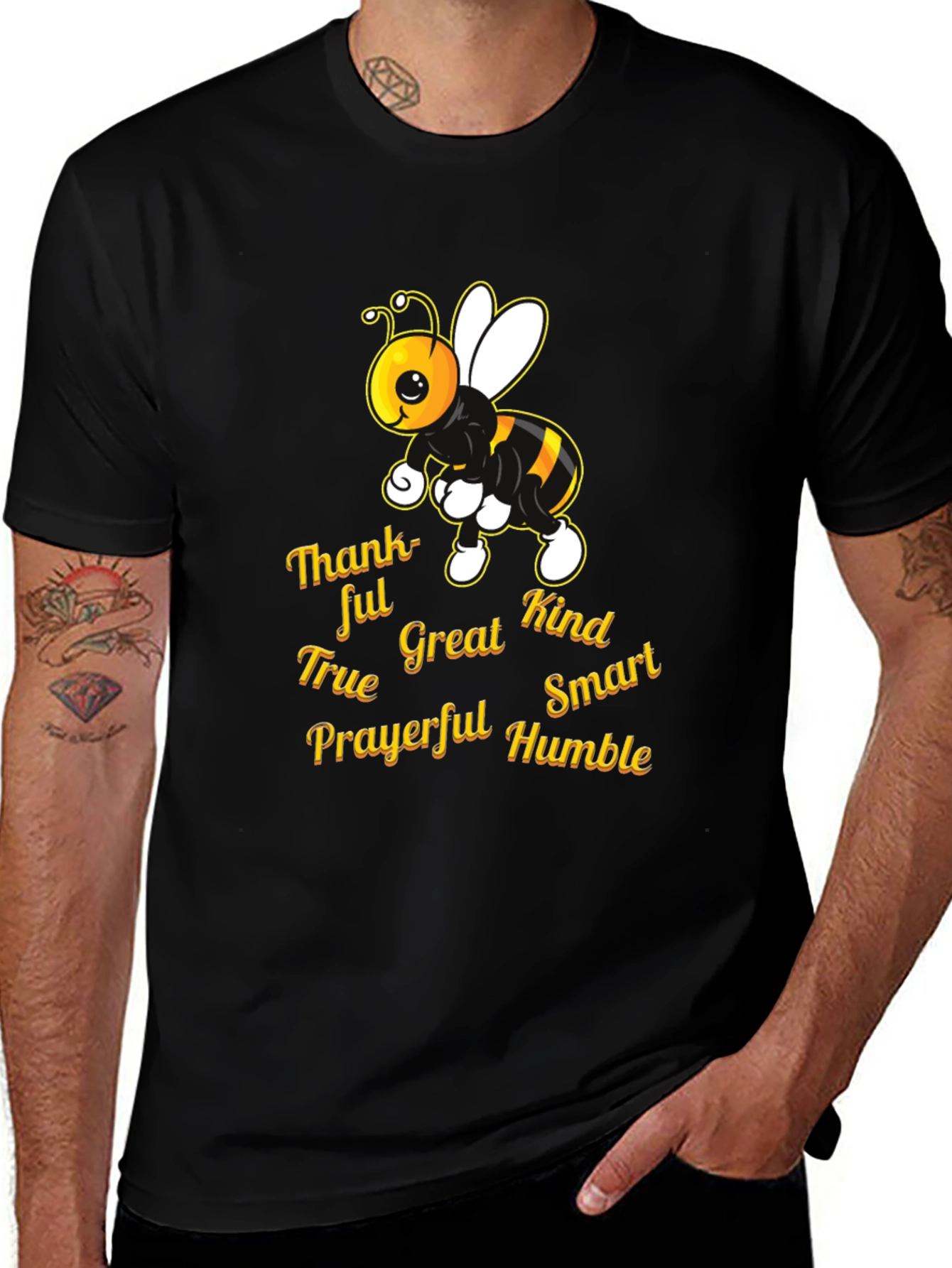 Kind Bee T-Shirt: Thankful True Great Smart