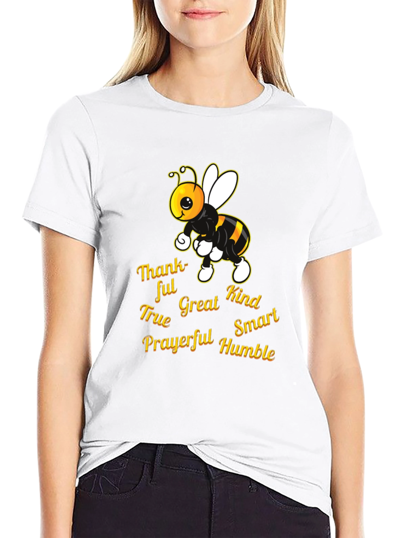 Kind Bee T-Shirt: Thankful True Great Smart