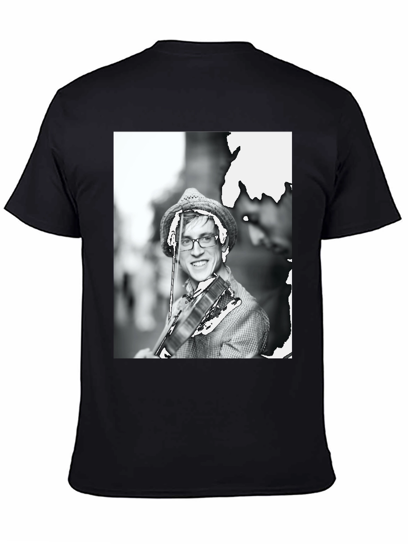 Black T-Shirt with Musician Graphic