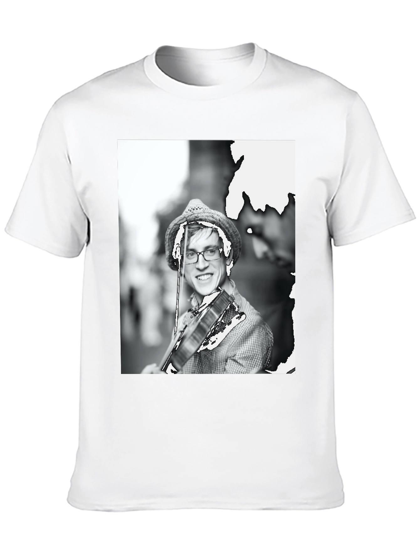 Black T-Shirt with Musician Graphic