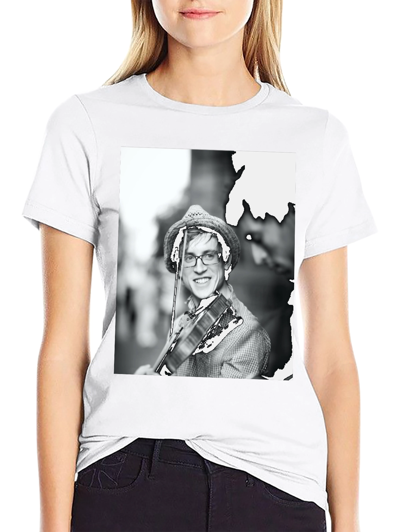 Black T-Shirt with Musician Graphic