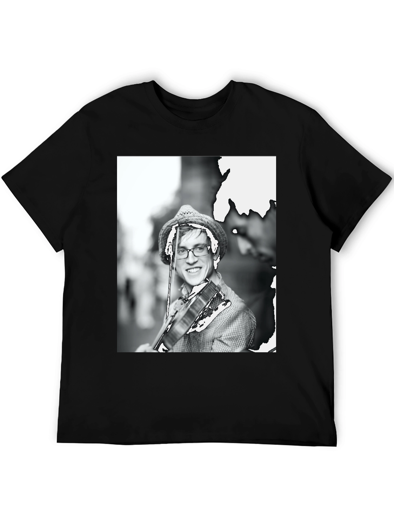Black T-Shirt with Musician Graphic
