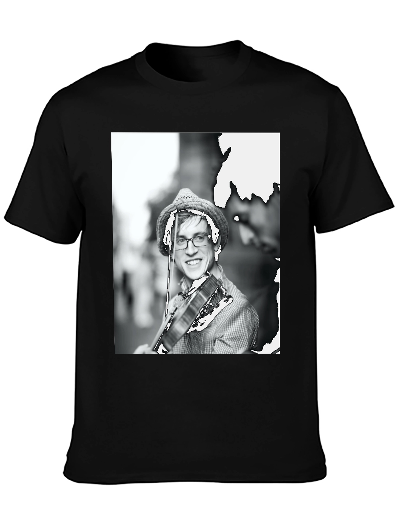 Black T-Shirt with Musician Graphic