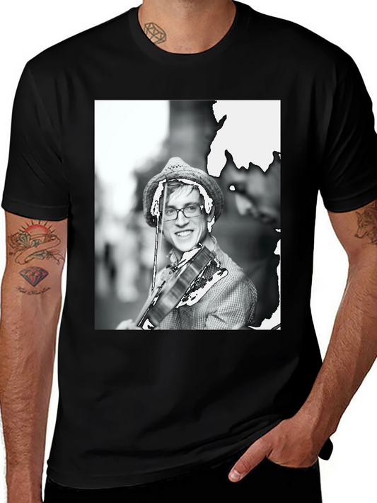 Black T-Shirt with Musician Graphic