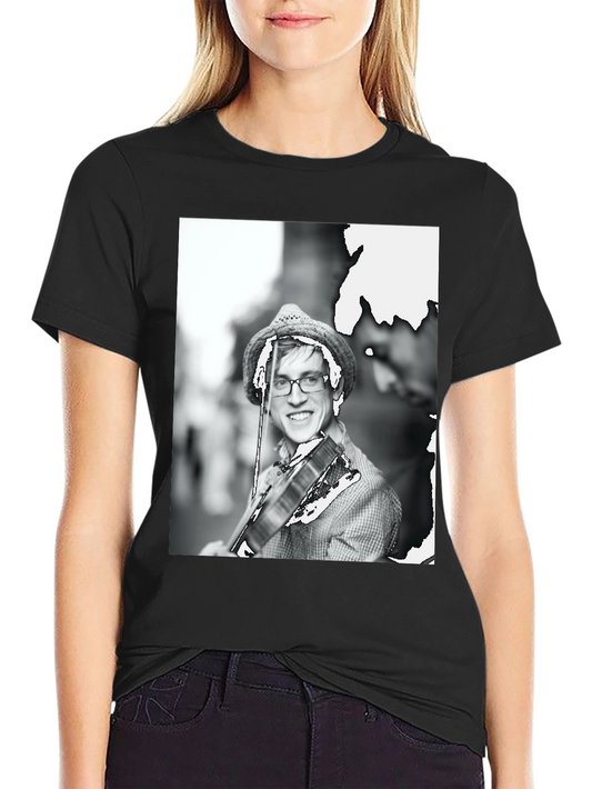 Black T-Shirt with Musician Graphic