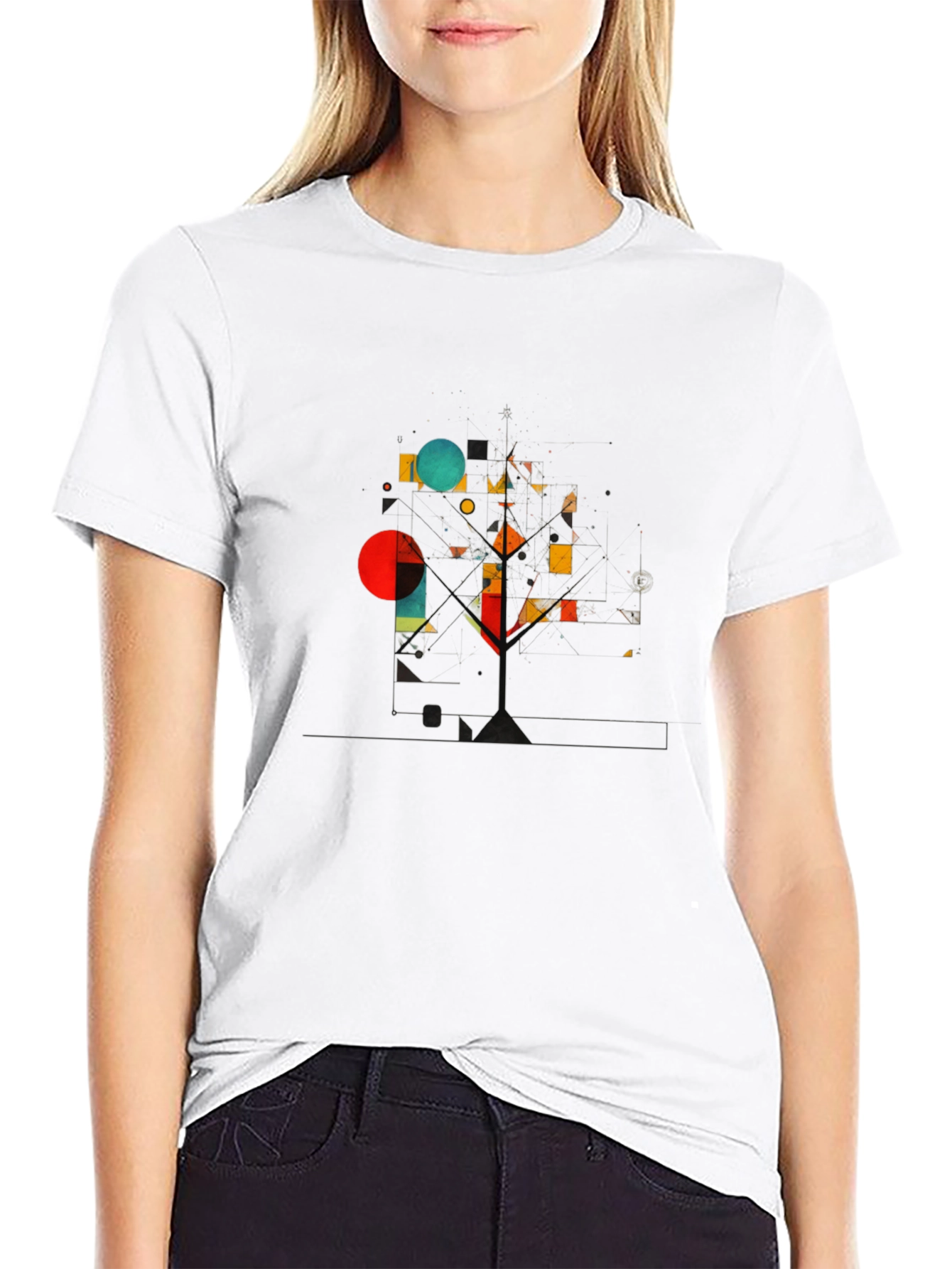 Geometric Abstract Art Black T-Shirt