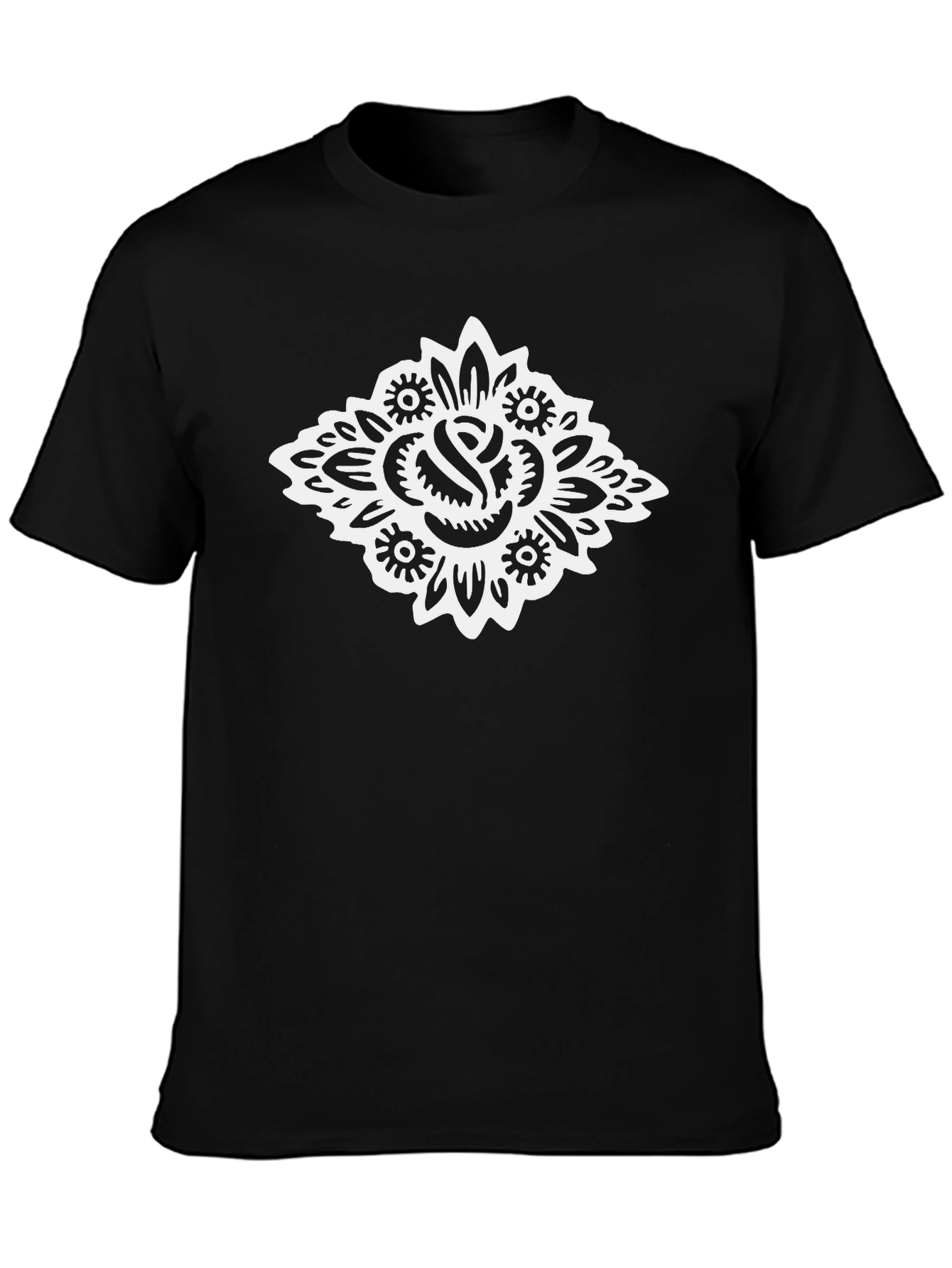 Black T-Shirt with Bold Rose Graphic