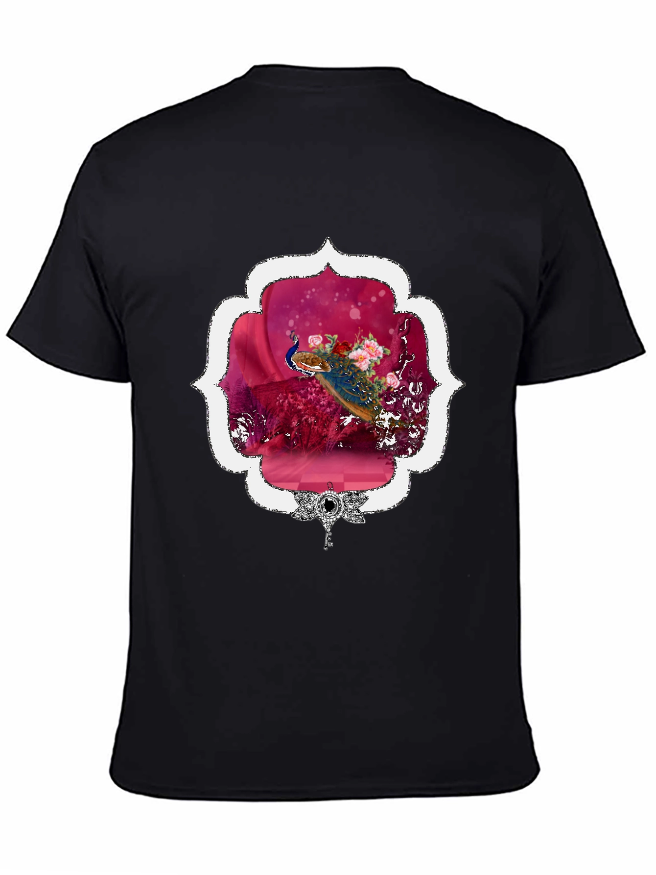 Floral Peacock Graphic Tee - Stylish & Unique