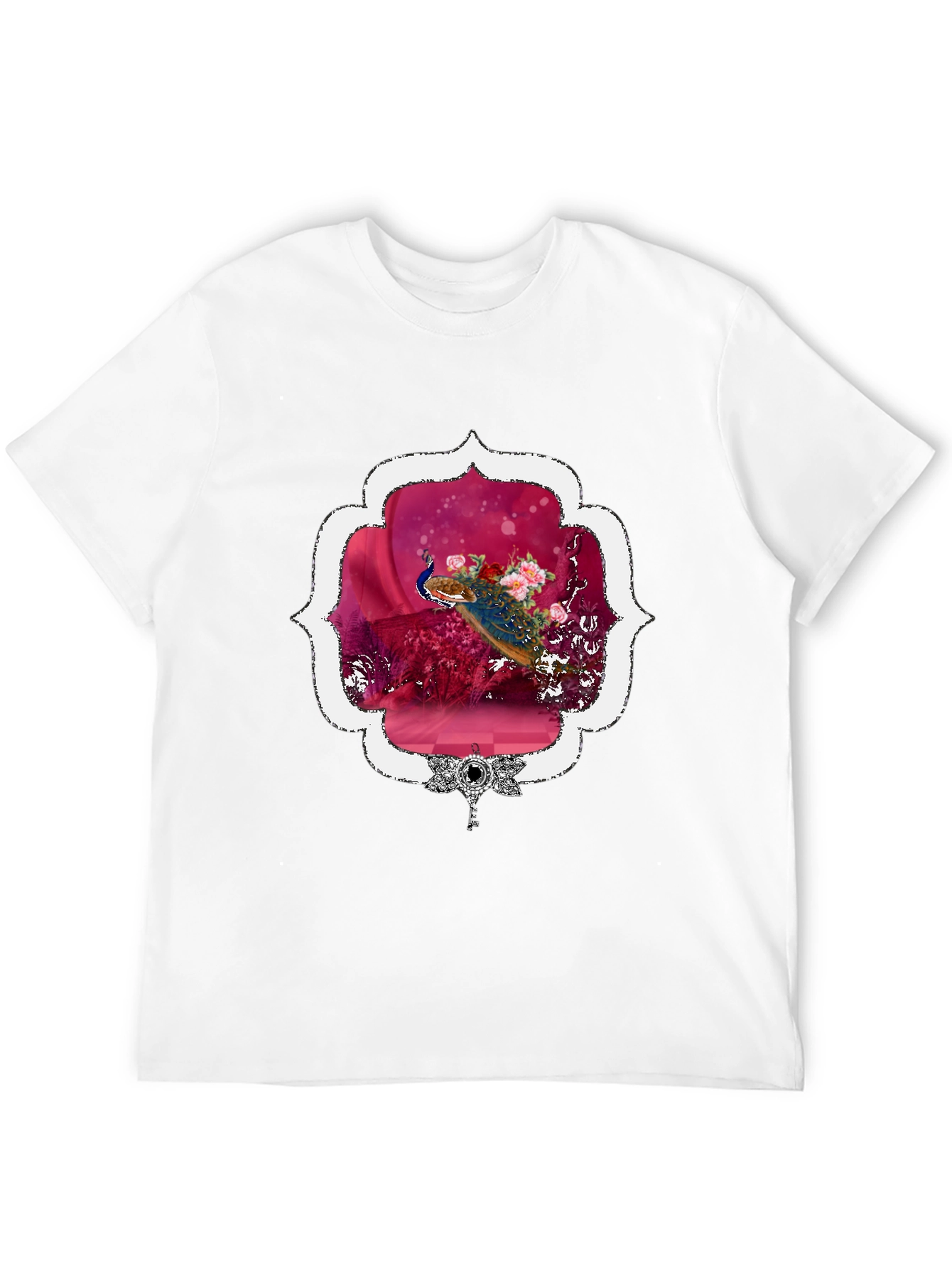 Floral Peacock Graphic Tee - Stylish & Unique