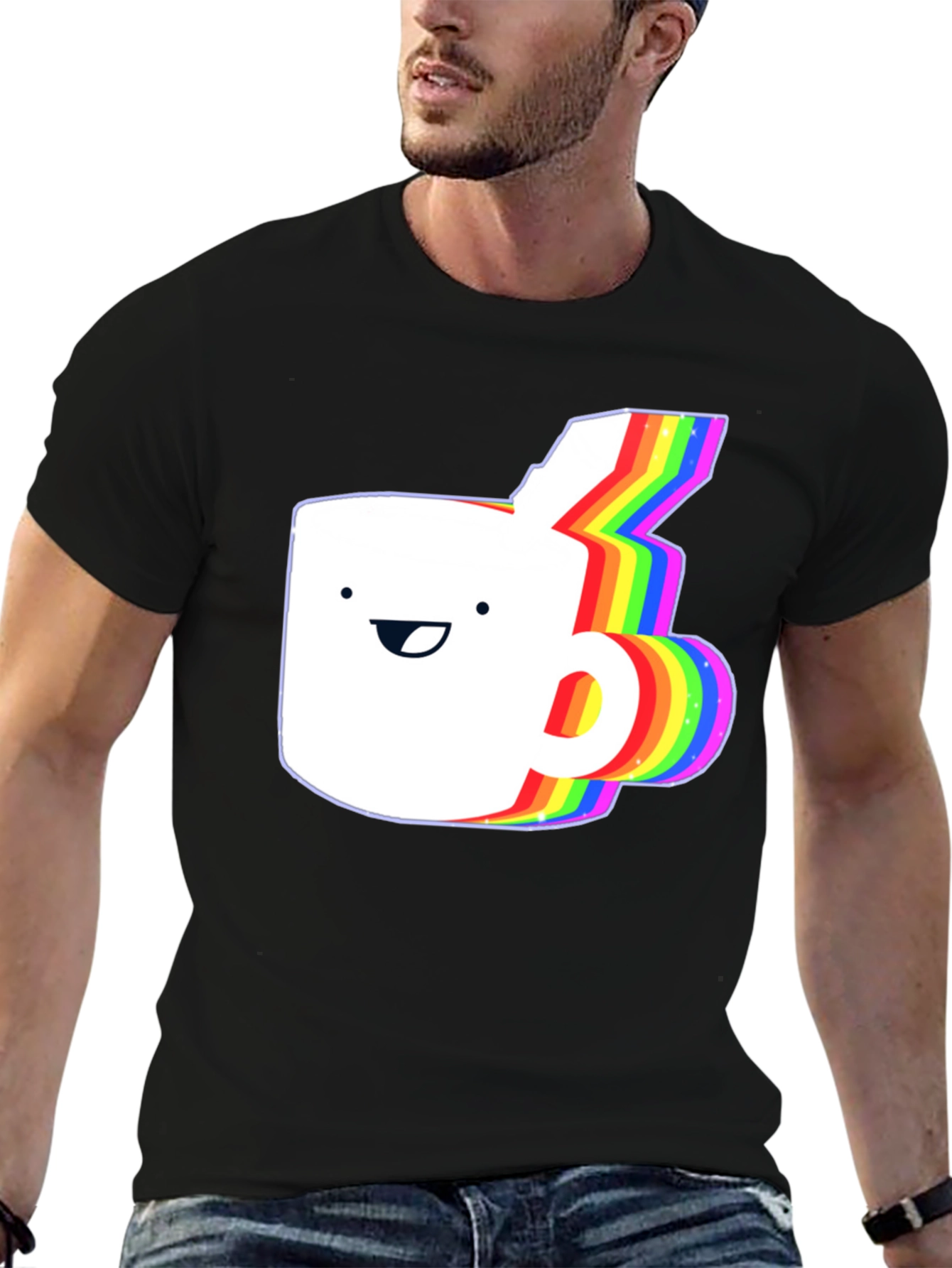 Rainbow Animated Coffee Mug Graphic T-Shirt