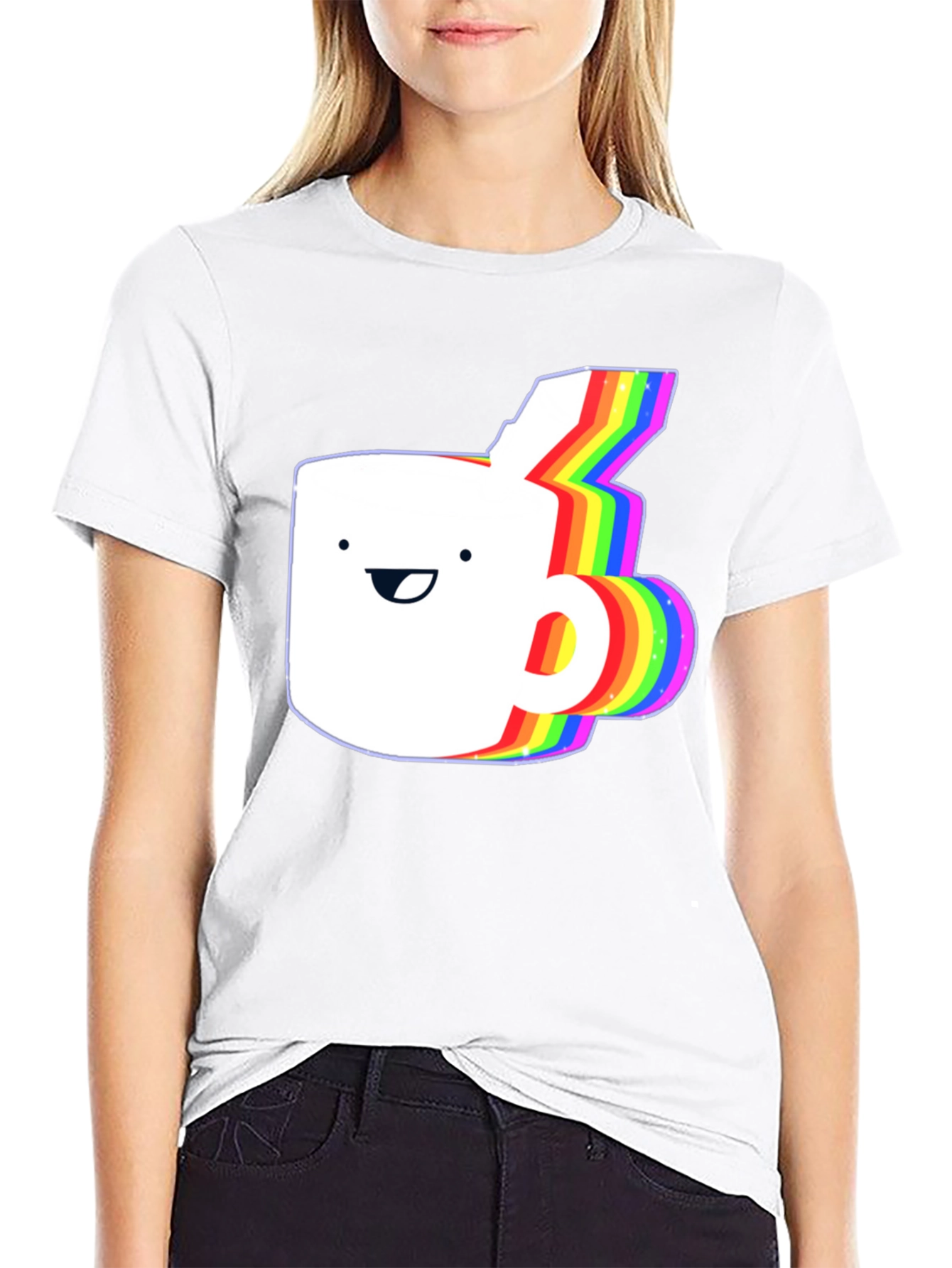 Rainbow Animated Coffee Mug Graphic T-Shirt