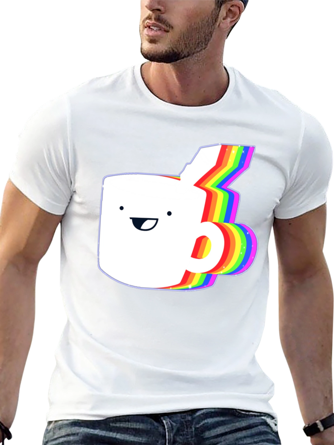 Rainbow Animated Coffee Mug Graphic T-Shirt