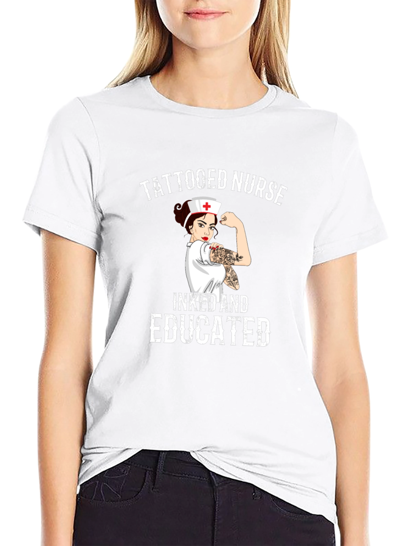 Tattooed Nurse Inked and Educated Graphic T-Shirt