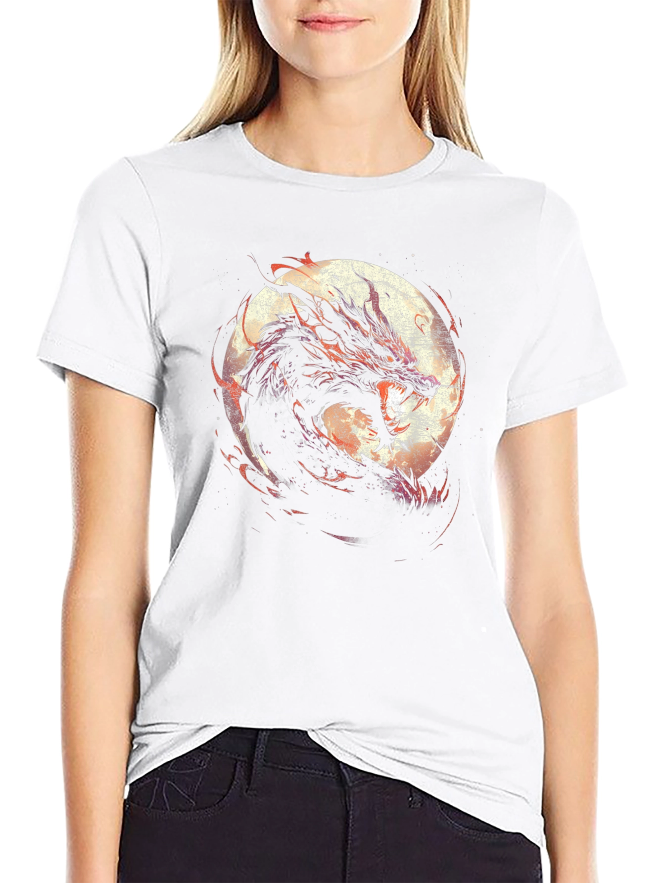 Dragon Moon Graphic Tee - Black