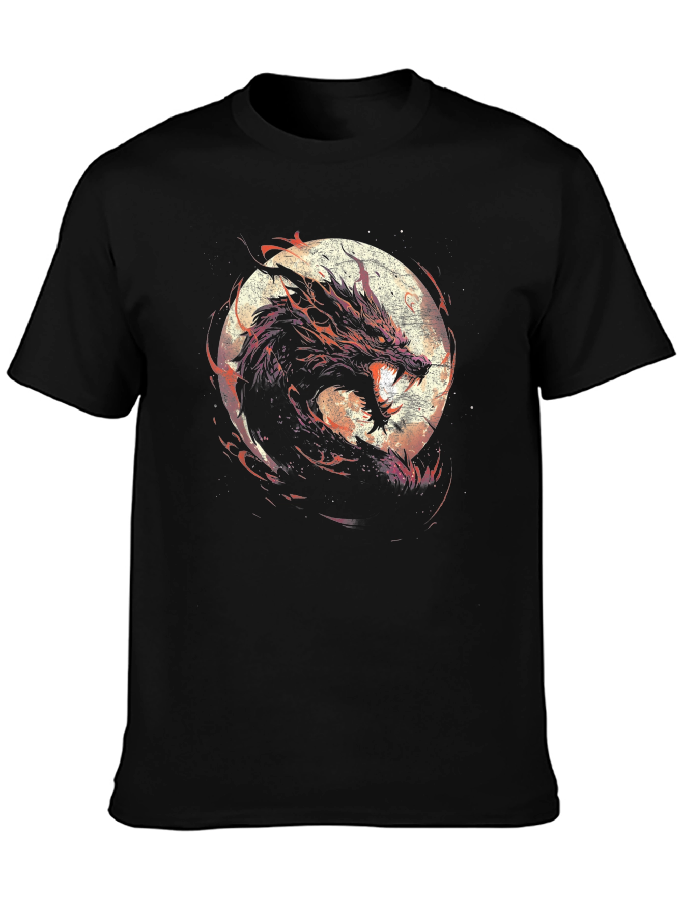 Dragon Moon Graphic Tee - Black