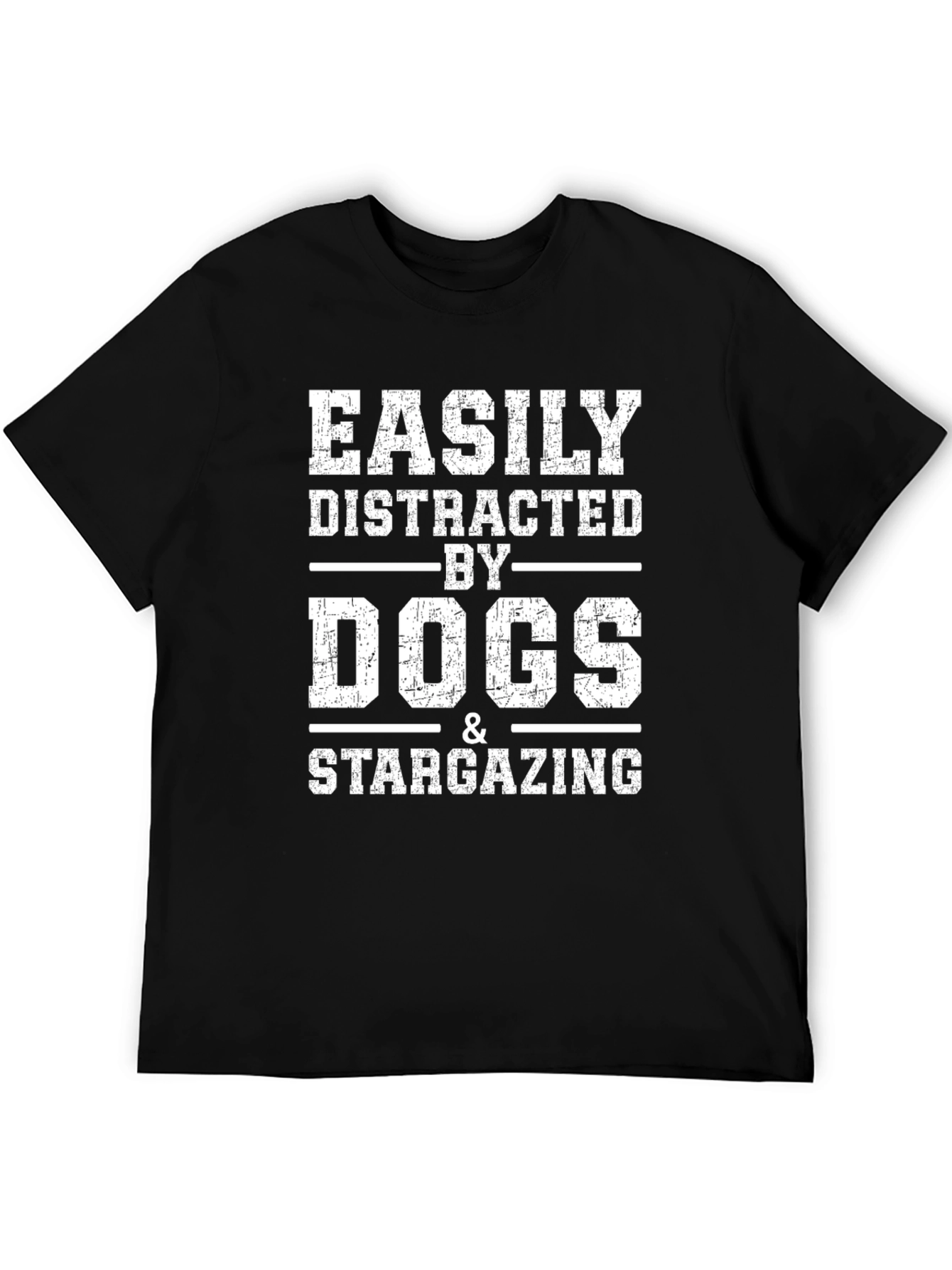 Easily Distracted by Dogs & Stargazing Black T-Shirt