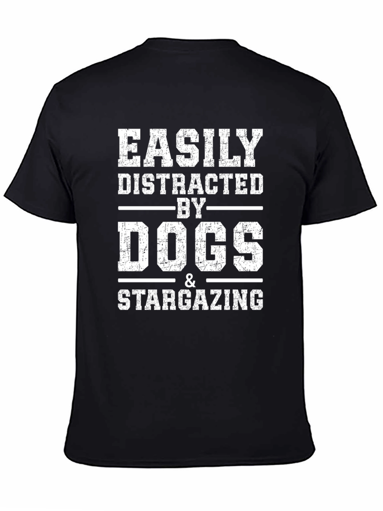 Easily Distracted by Dogs & Stargazing Black T-Shirt
