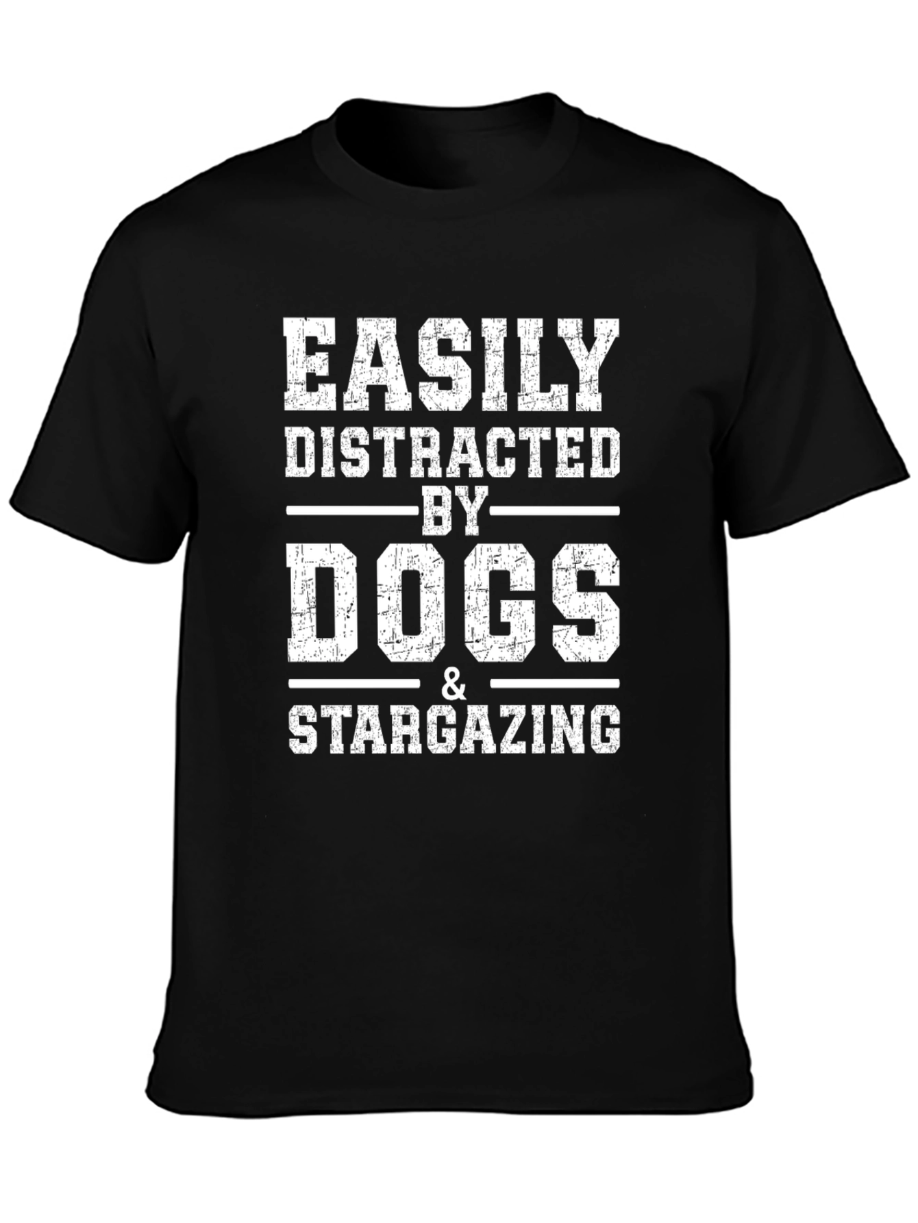 Easily Distracted by Dogs & Stargazing Black T-Shirt