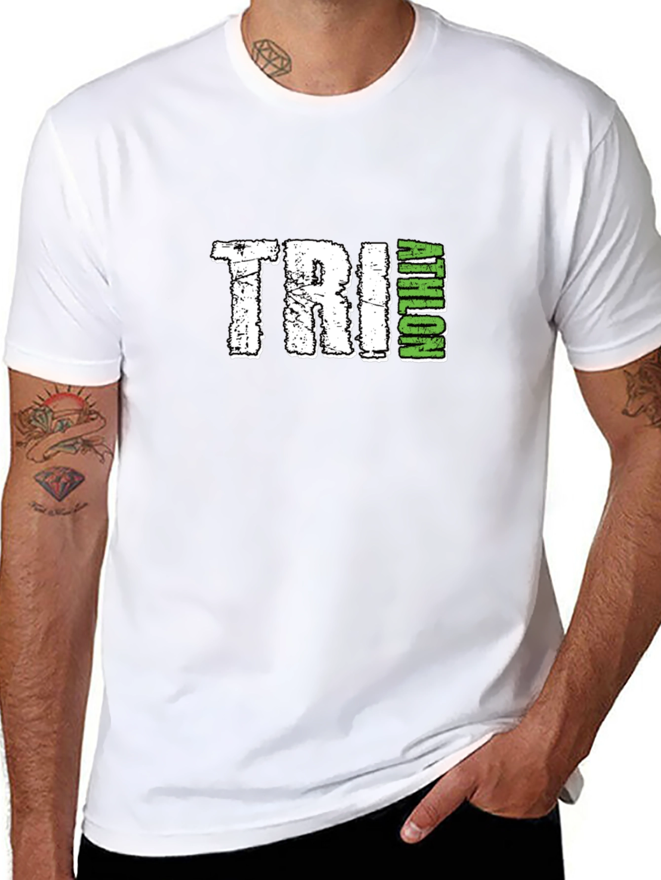 TRI-ATHLON Graphic T-Shirt - Black Cotton Blend