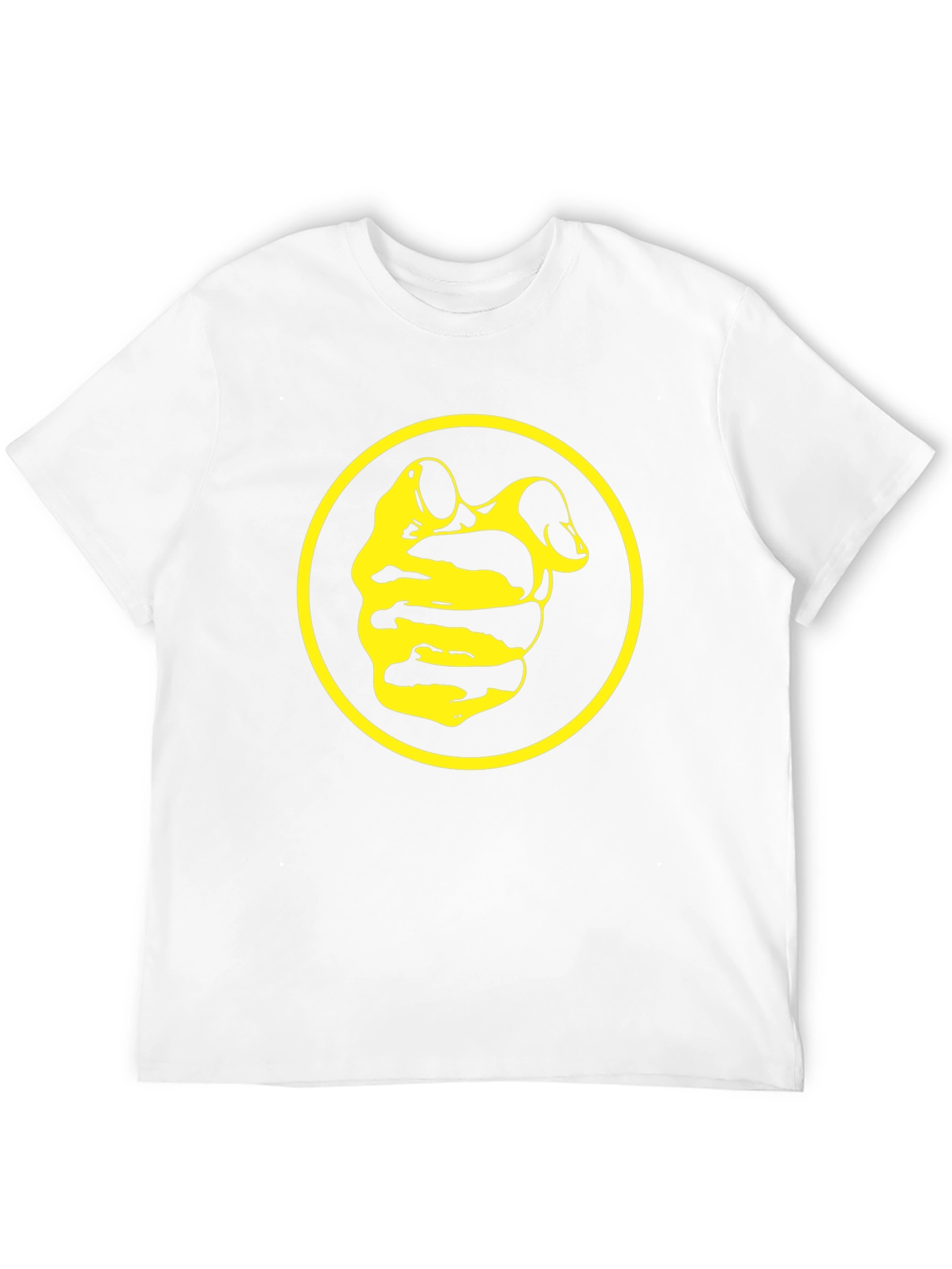 Black Tee with Yellow Circle and Abstract Design