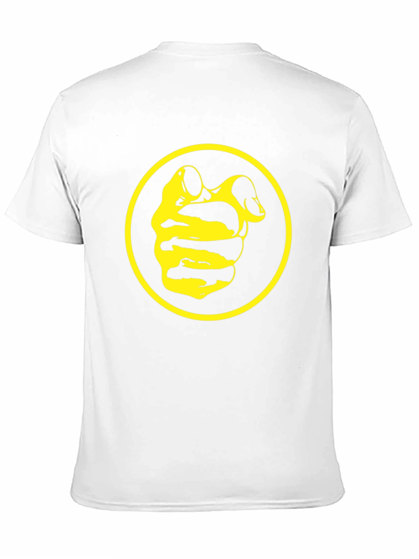 Black Tee with Yellow Circle and Abstract Design
